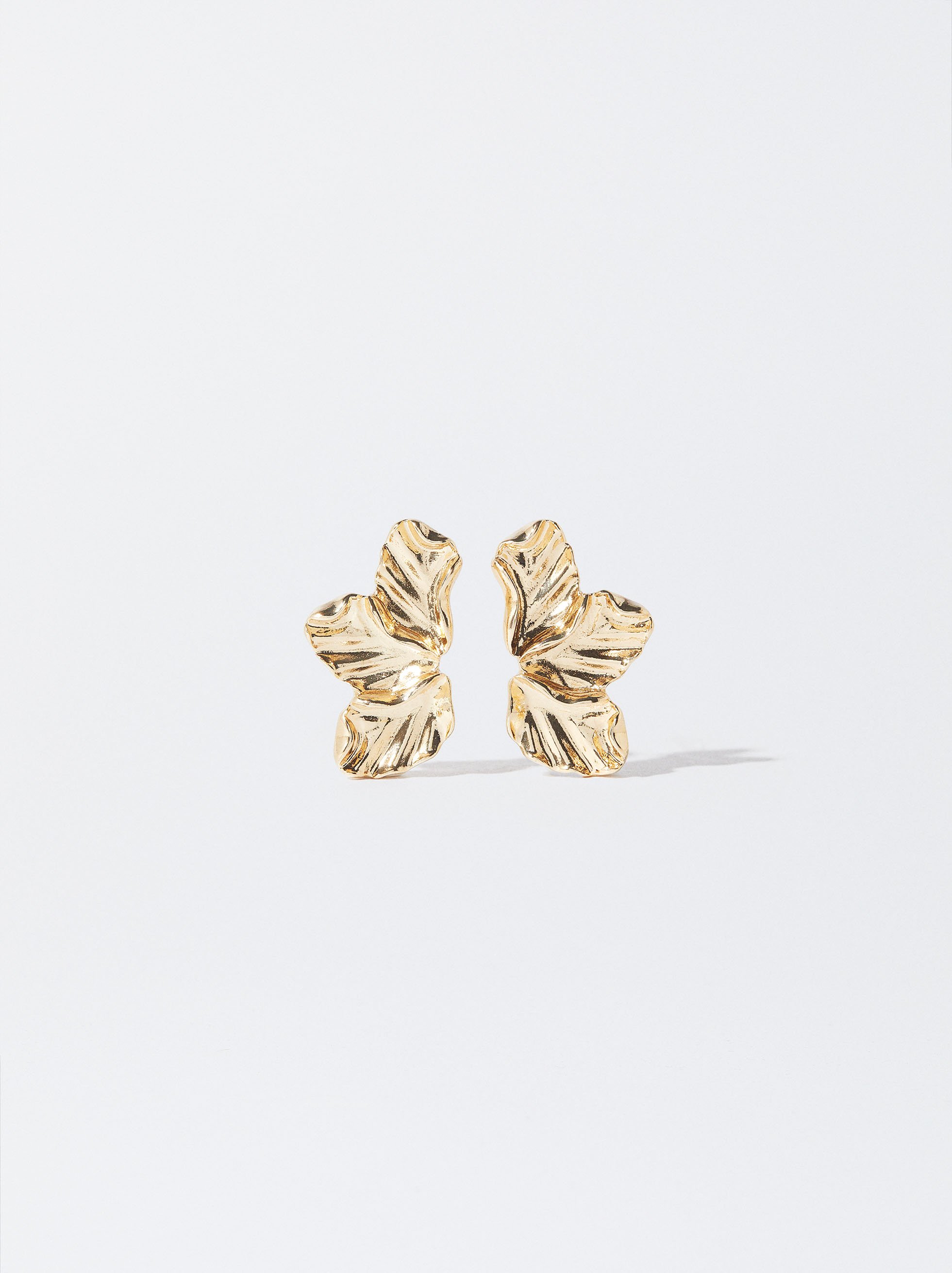 Flower earrings, Golden, hi-res