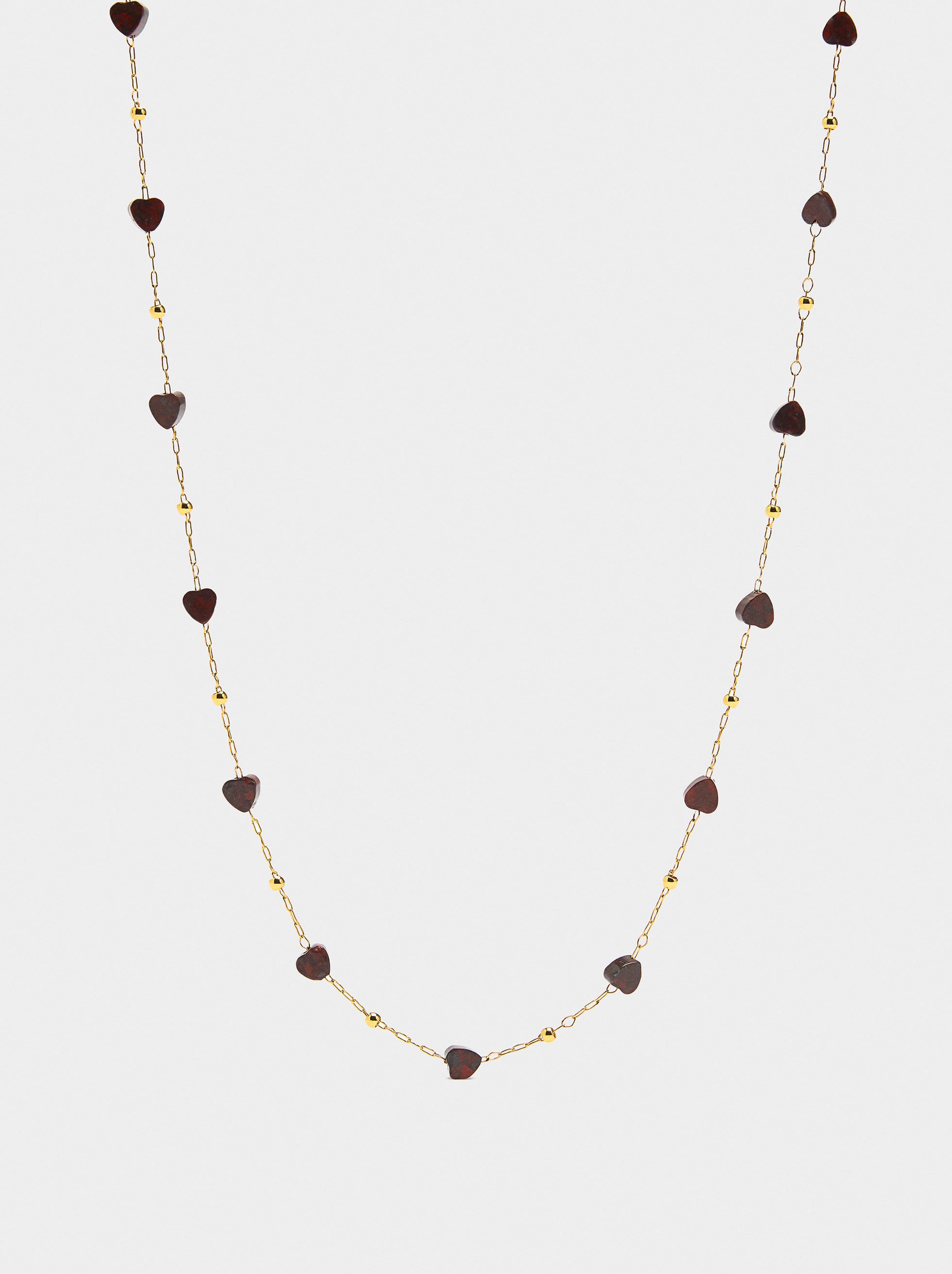 Necklace hearts stones - stainless steel image number 0.0
