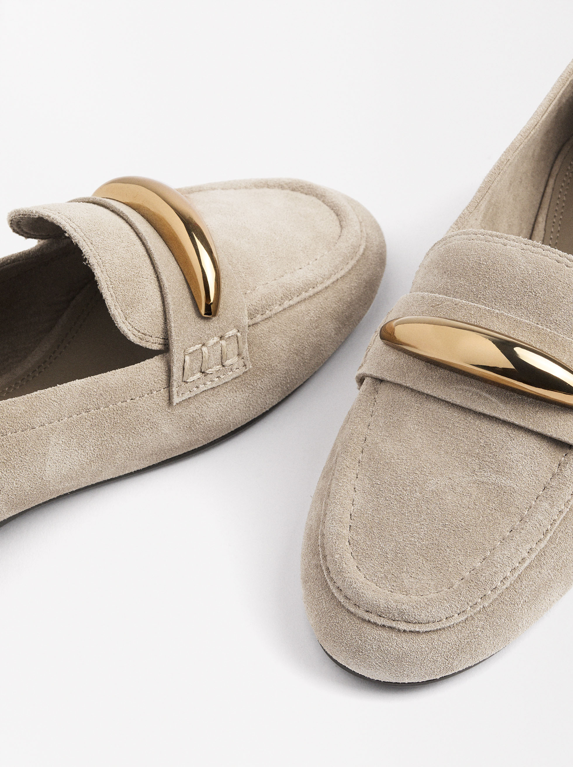 Leather moccasins with metallic detail image number 6.0