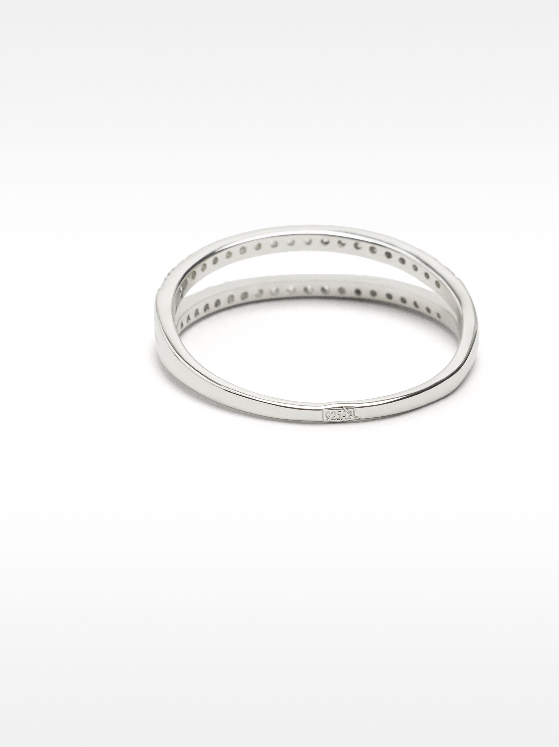 Ring with double effect and zircons - 925 sterling silver image number 4.0