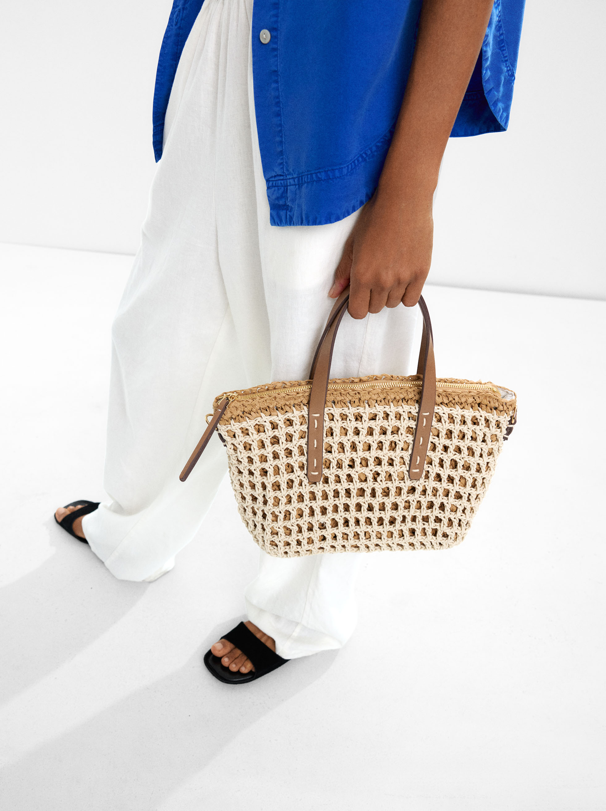 Geflochtene Tote Tasche mit Stroheffekt image number 1.0