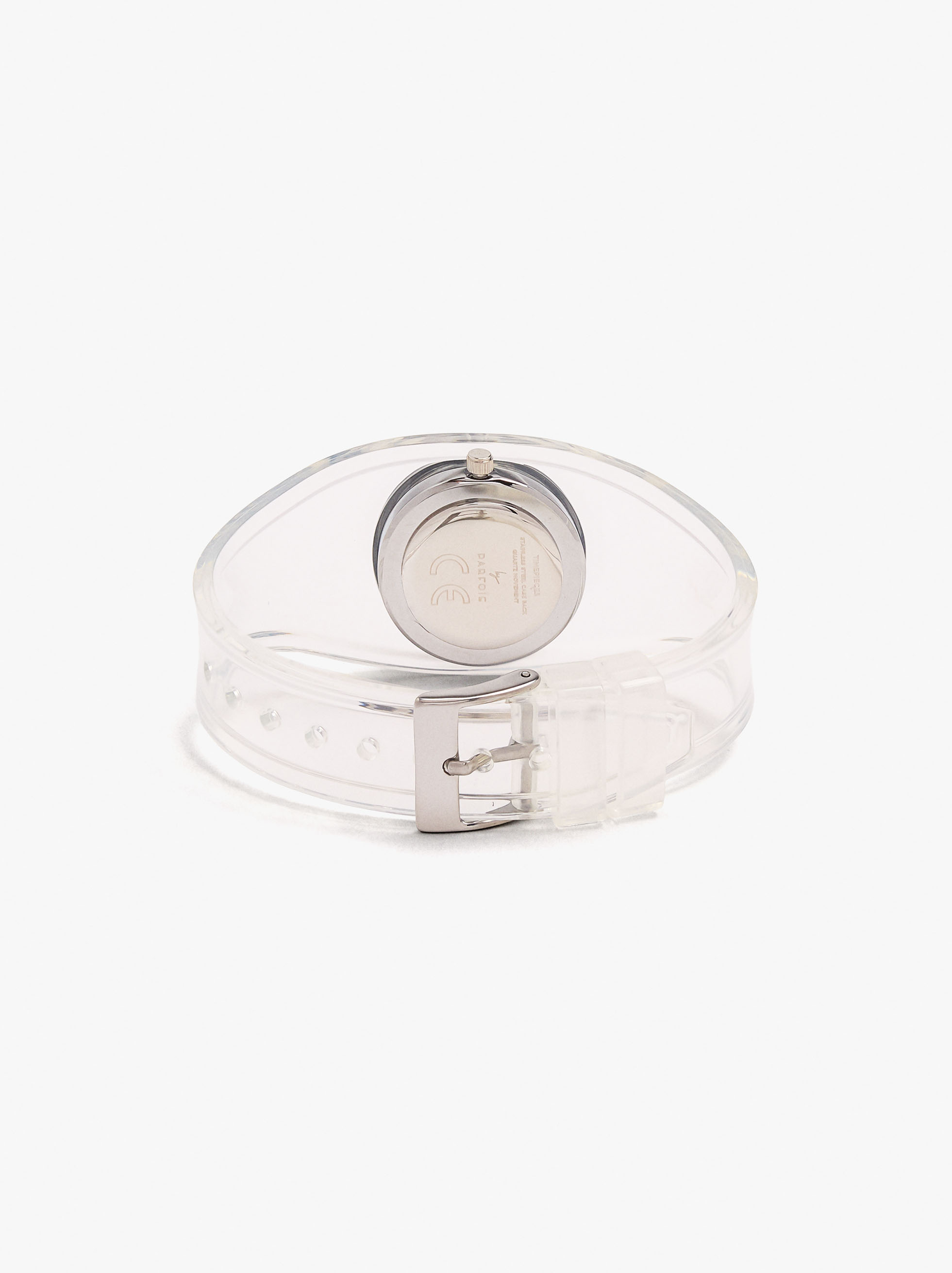 Rel&oacute;gio redondo com pulseira transparente image number 2.0