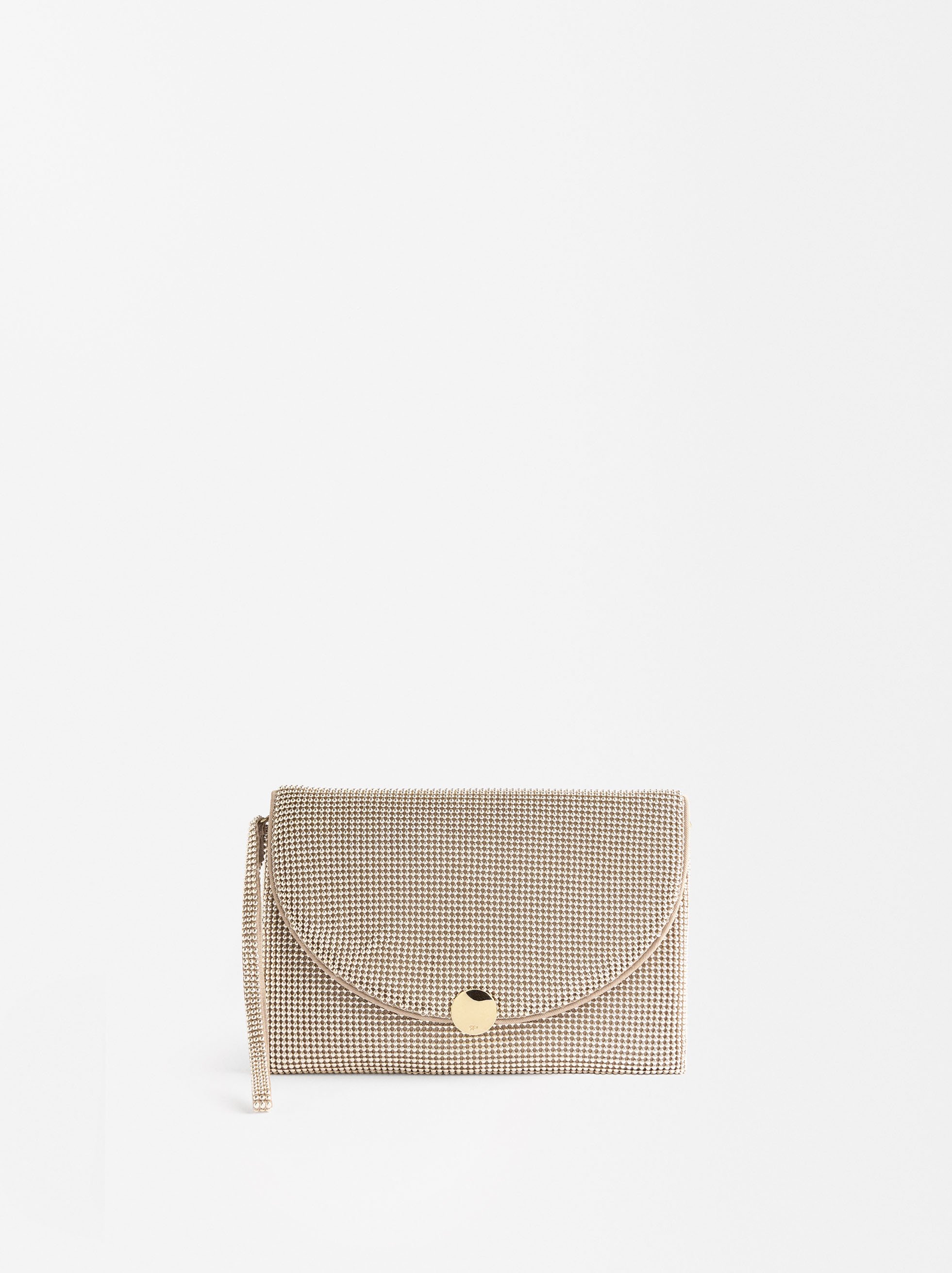 Bolso de fiesta mesh, Dorado, hi-res