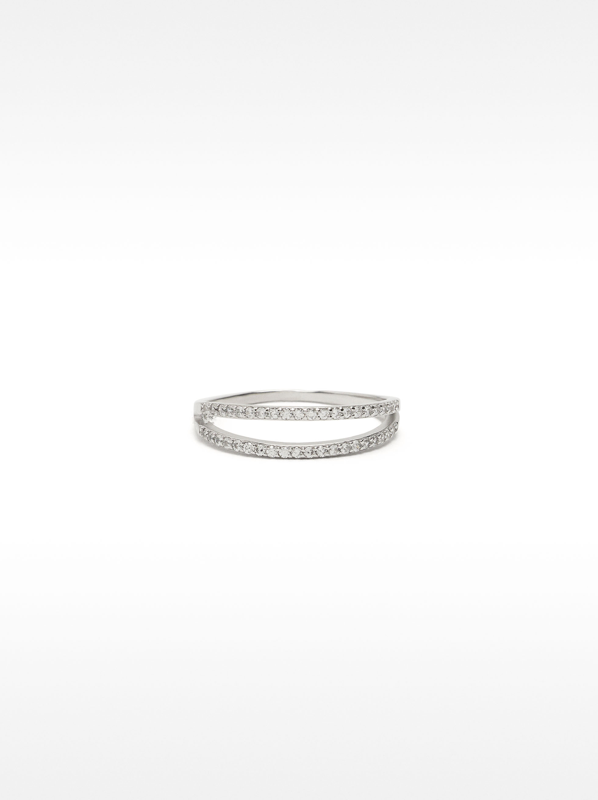 Ring with double effect and zircons - 925 sterling silver image number 0.0