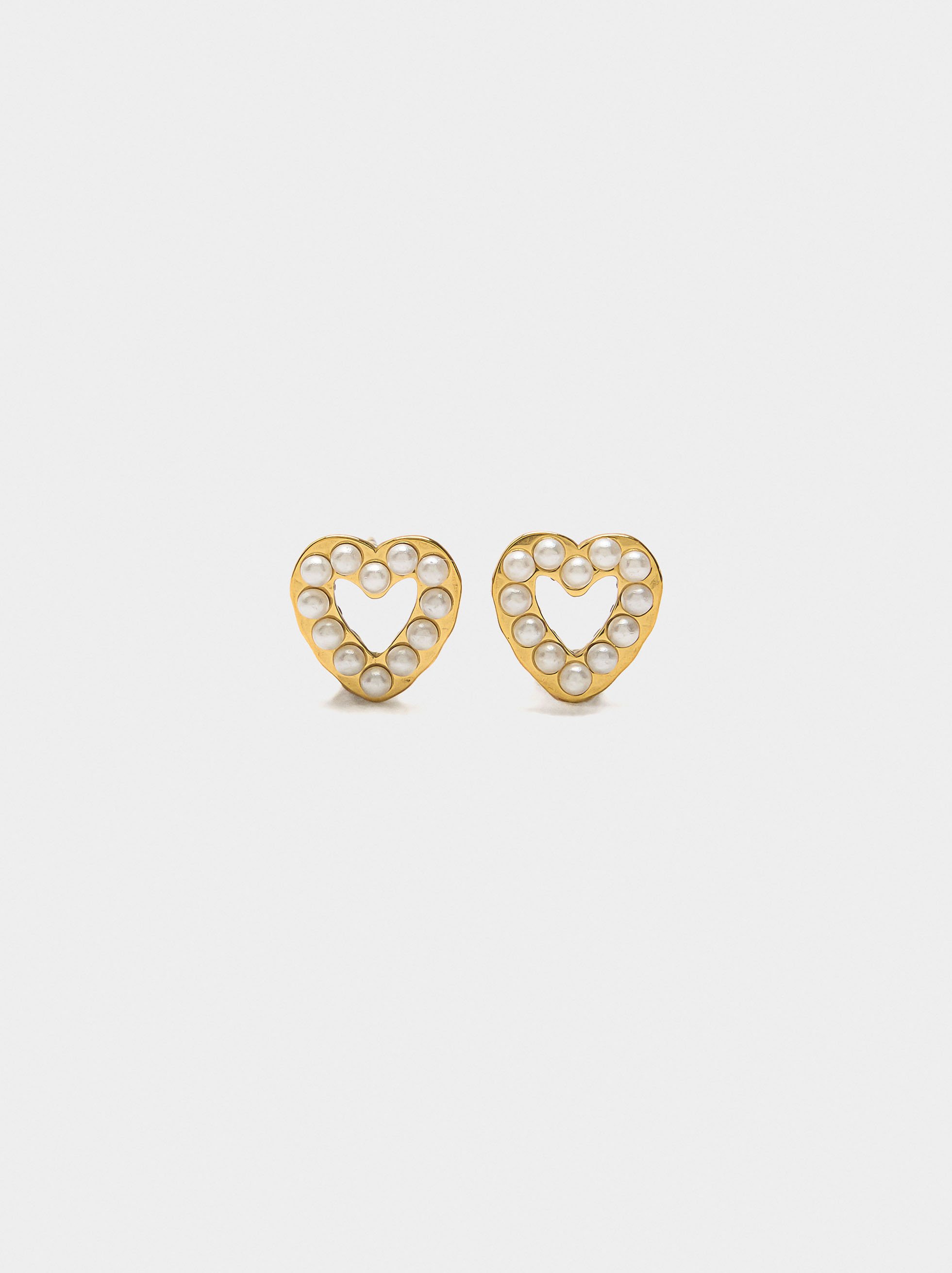 Heart earrings with pearls image number 0.0