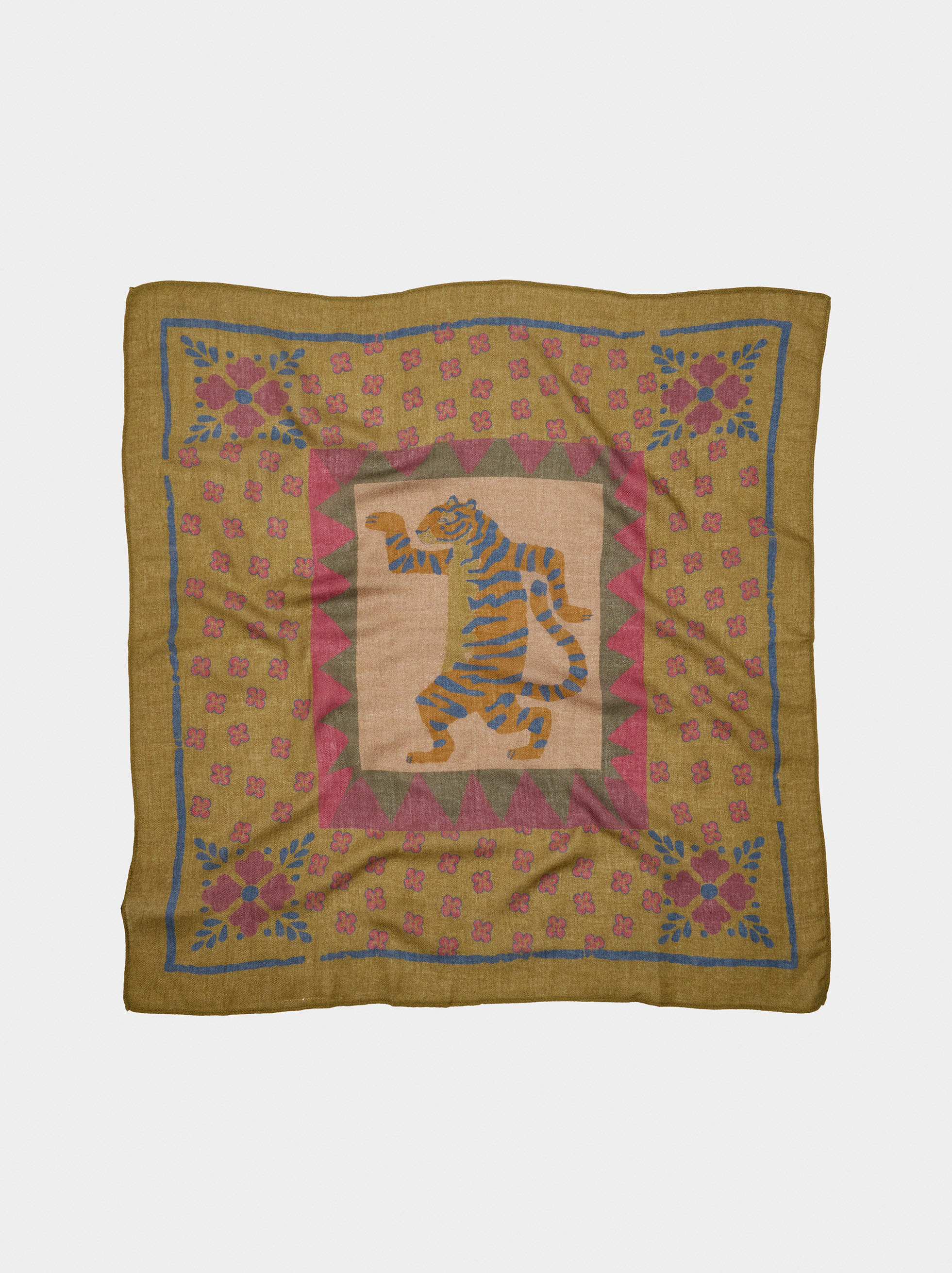 Square printed scarf with wool blend image number 0.0