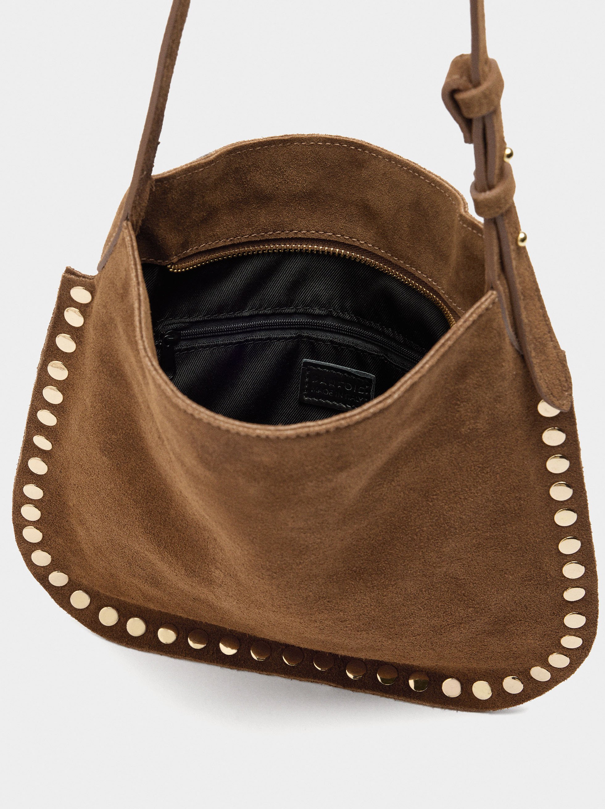 Leather crossbody bag with studs image number 4.0