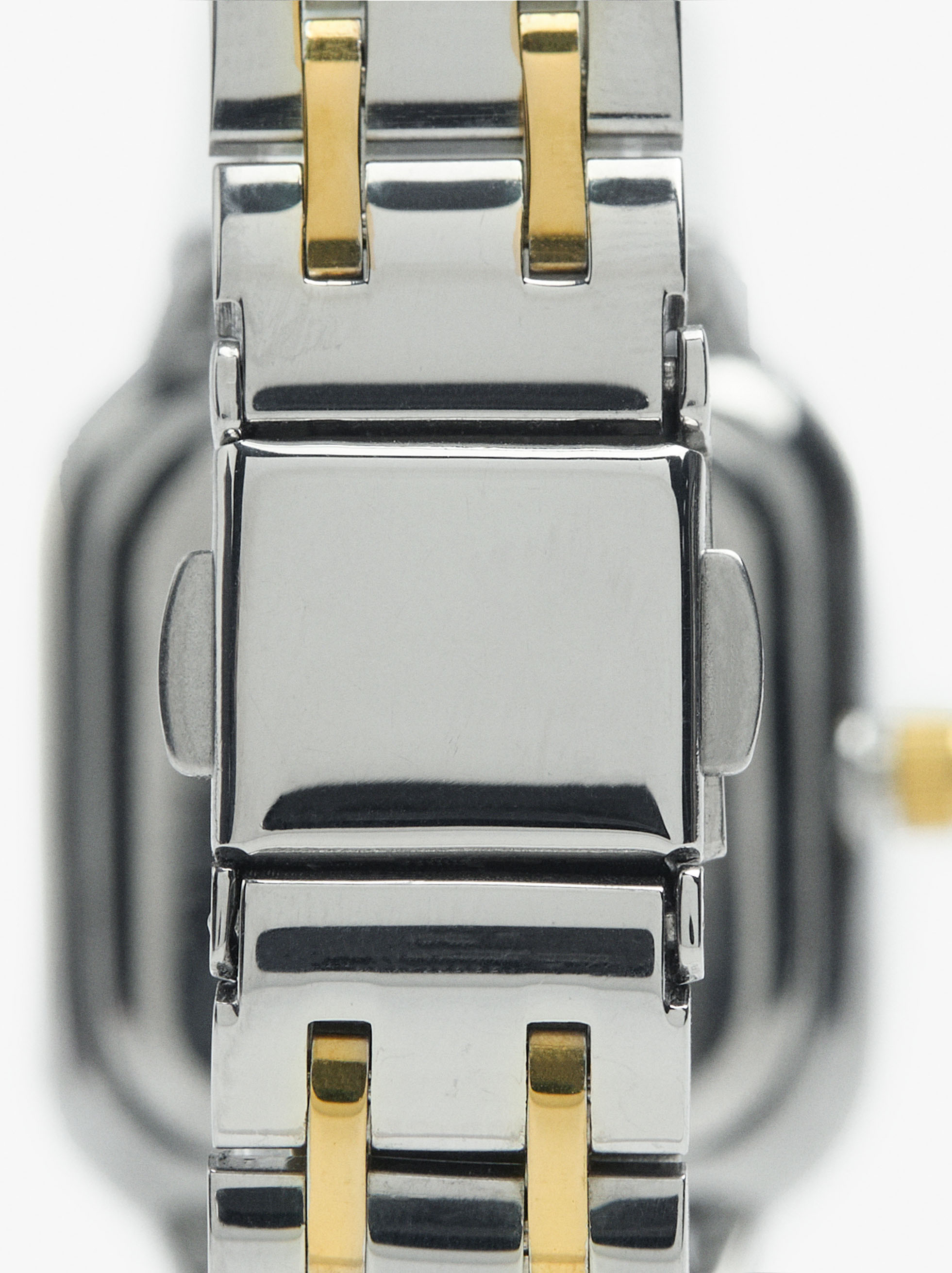 Rectangular bicolor watch with stainless steel bracelet image number 4.0