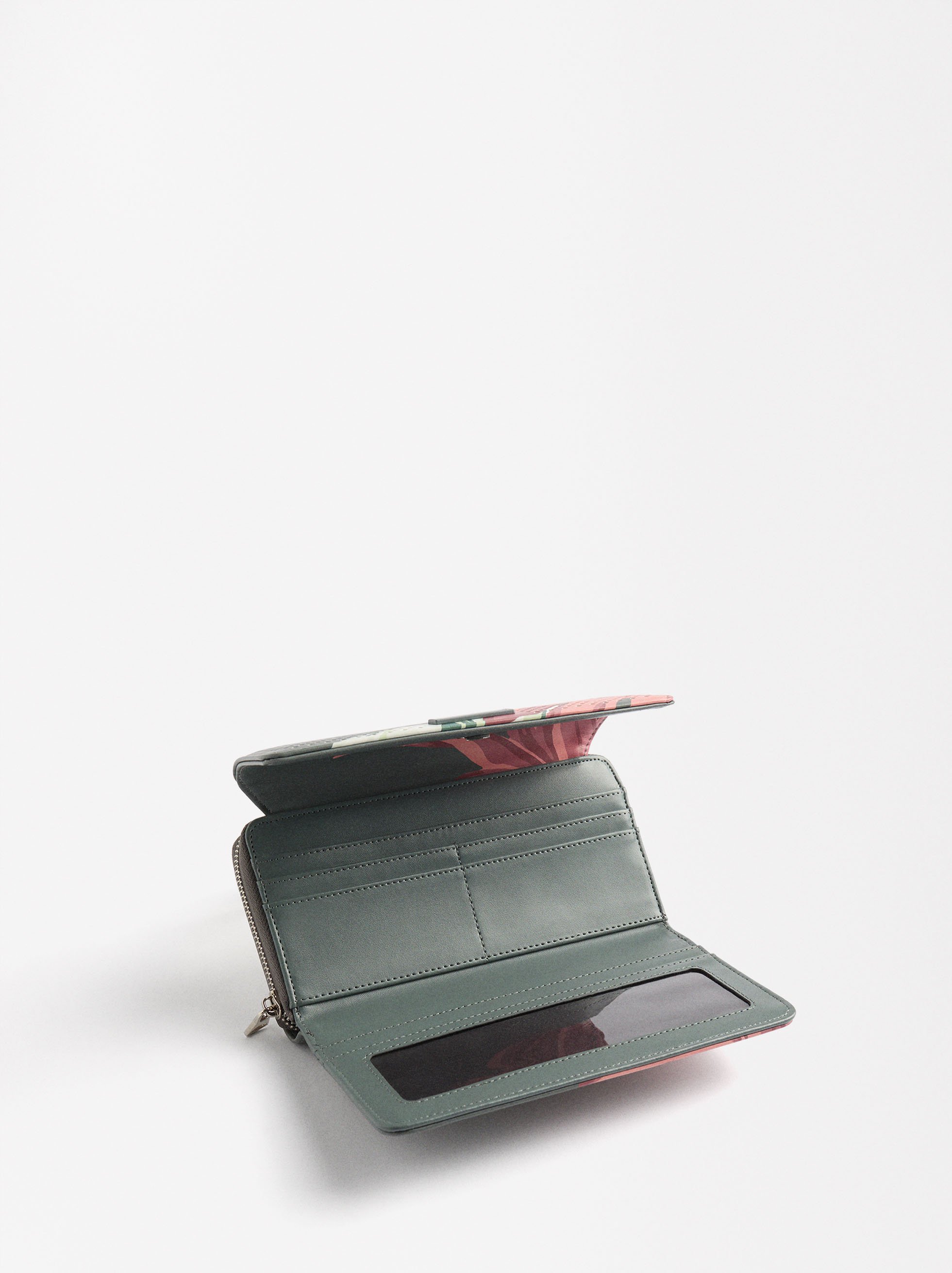 Floral textured printed wallet image number 3.0