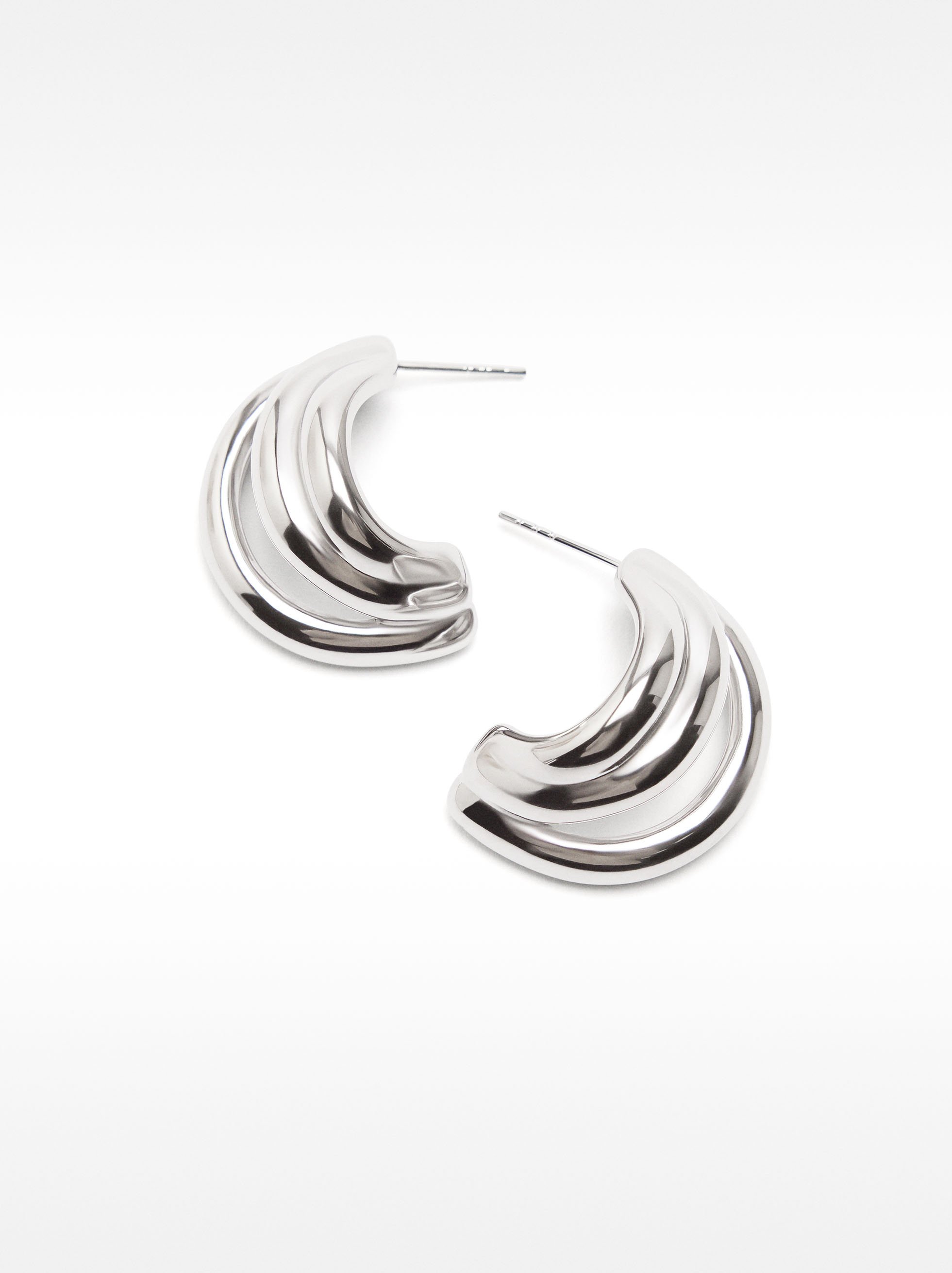 Triple-effect hoop earrings – stainless steel image number 2.0