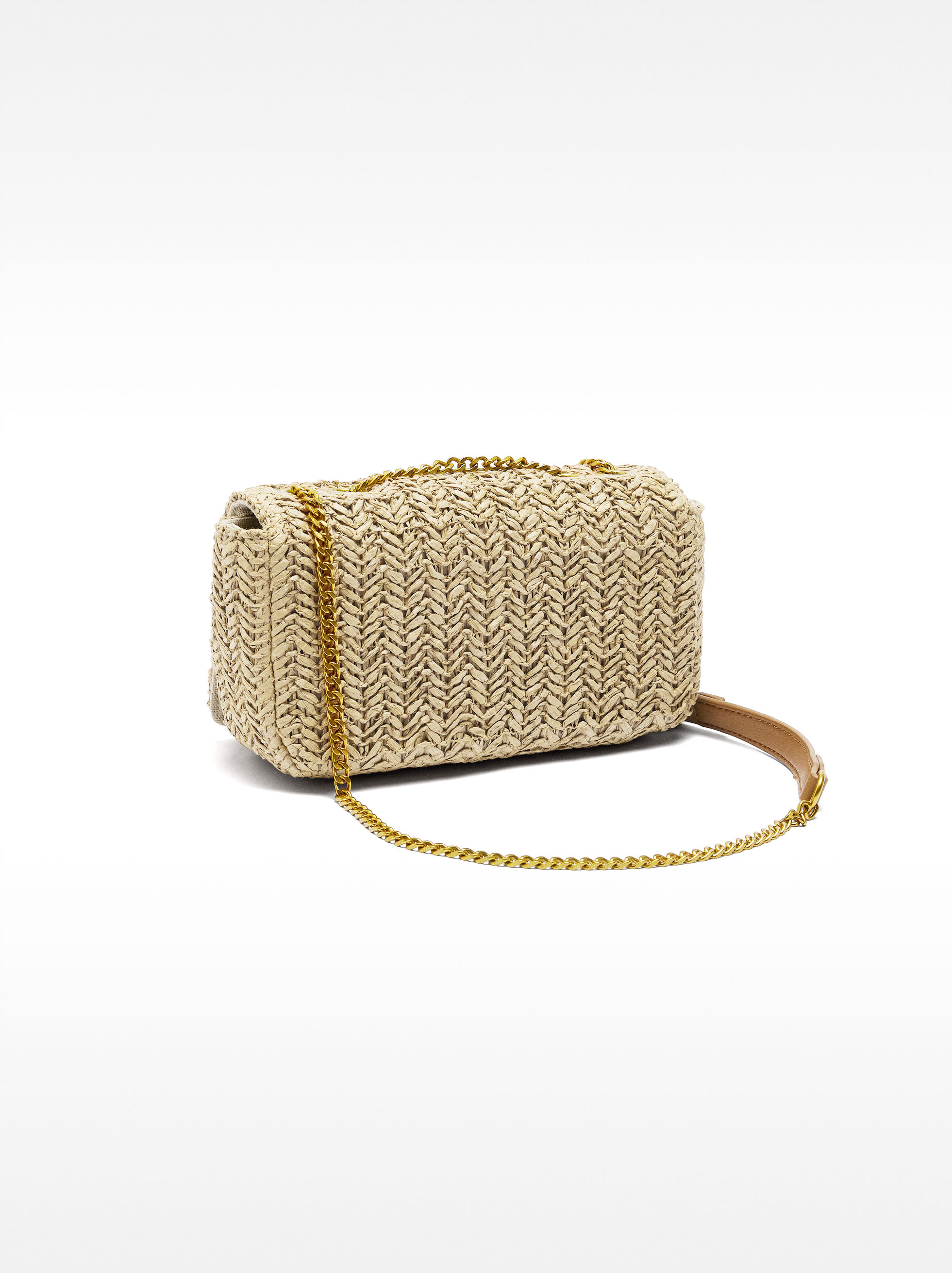 Shoulder bag with straw effect image number 2.0