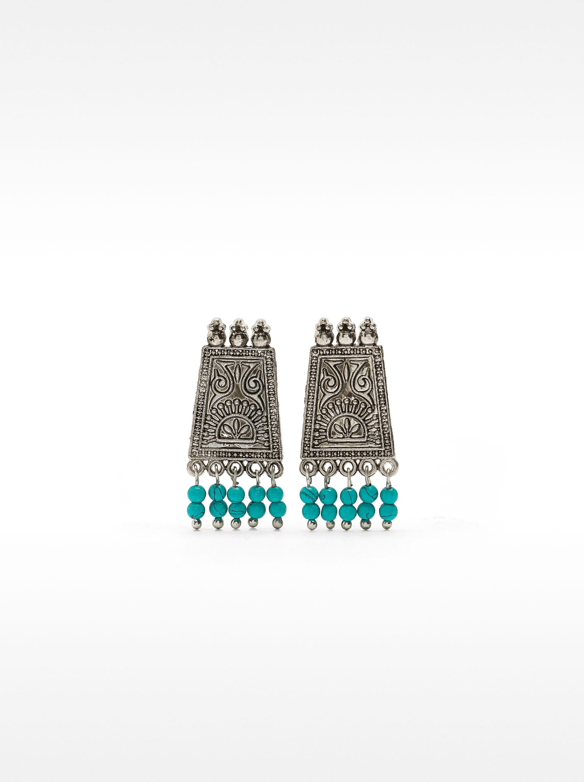 Rectangular earrings with stone image number 0.0