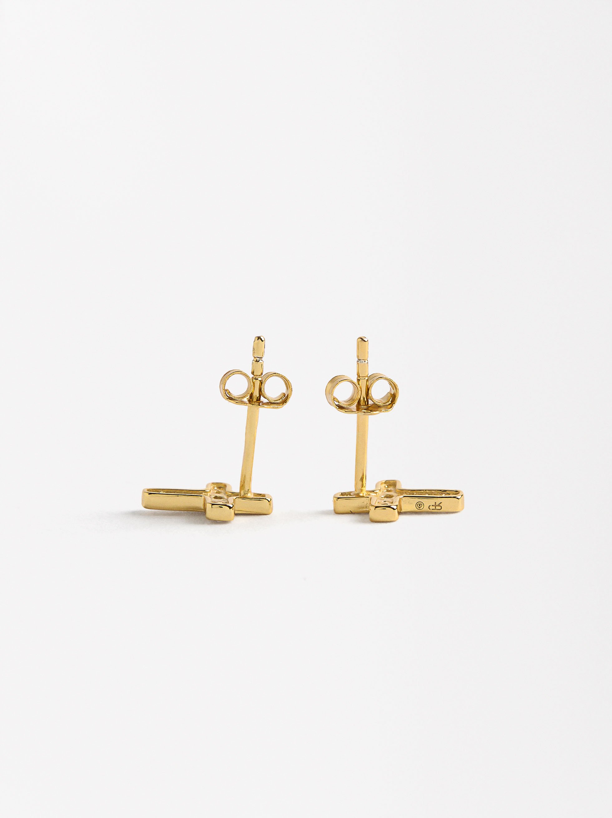 Cross zirconia earrings - 925 sterling silver image number 3.0