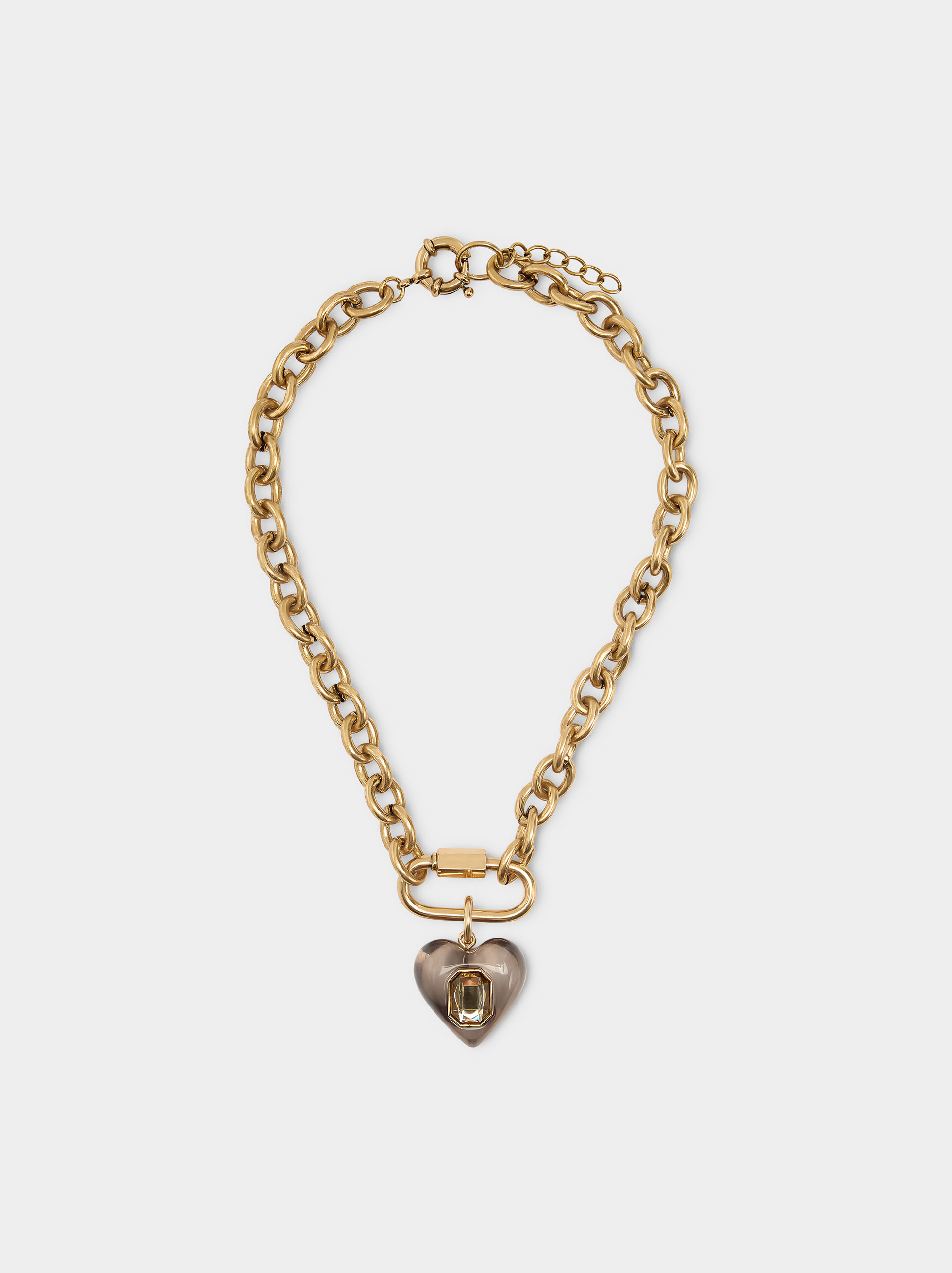 Collier court en maillons avec pendentif en résine image number 1.0