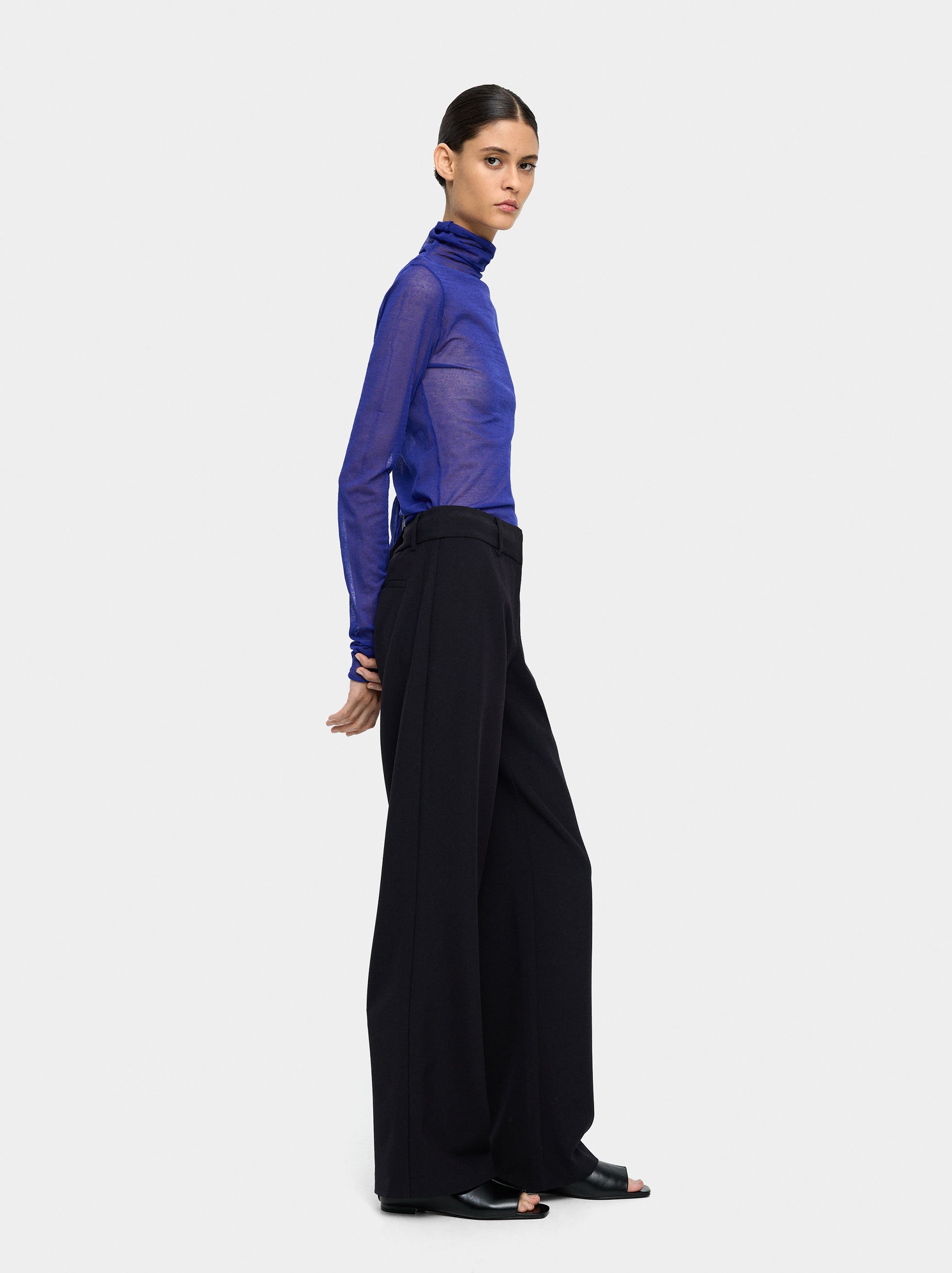 Straight trousers with mid-rise waist image number 2.0