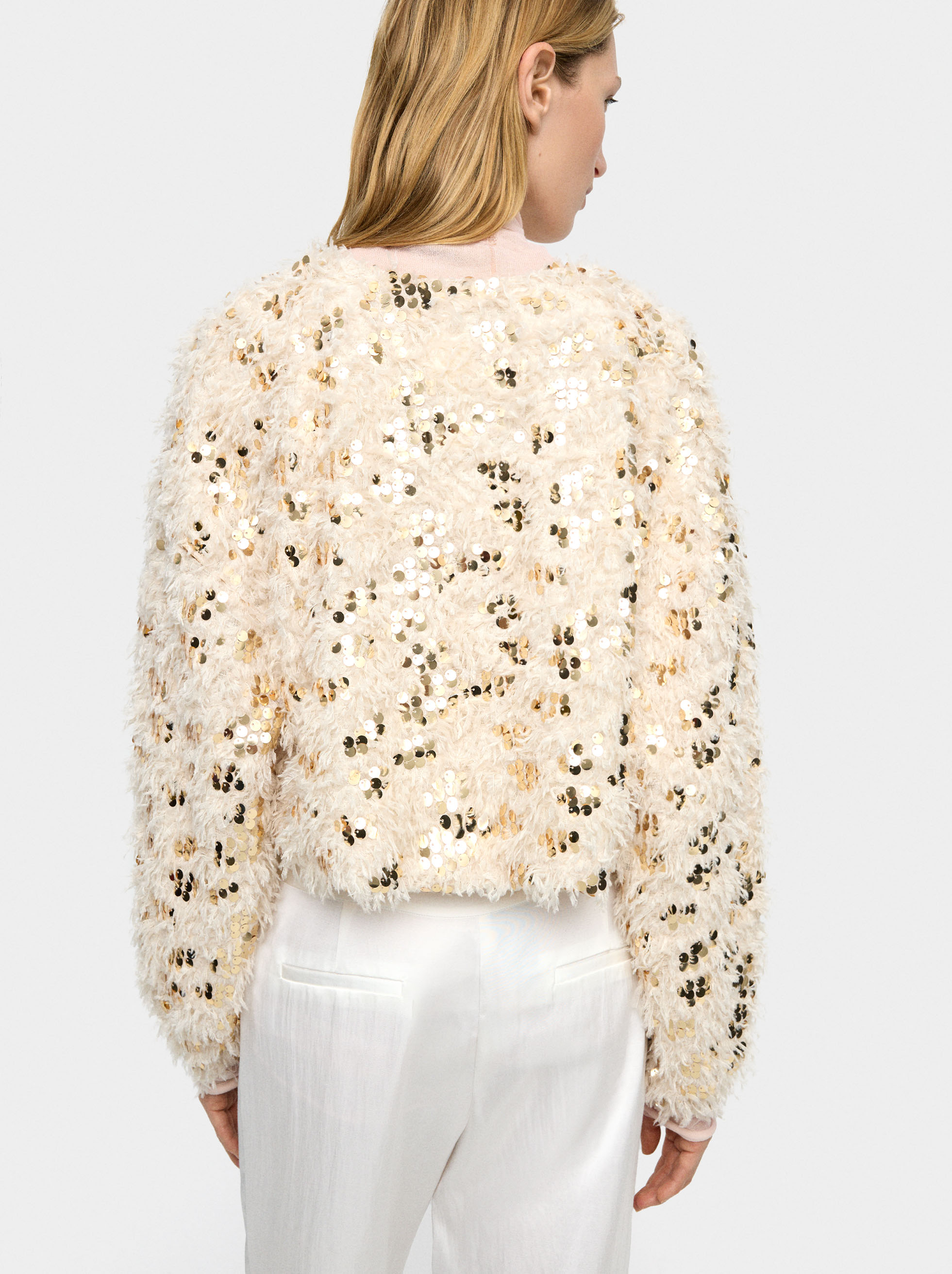 Voluminous cardigan with sequins image number 4.0