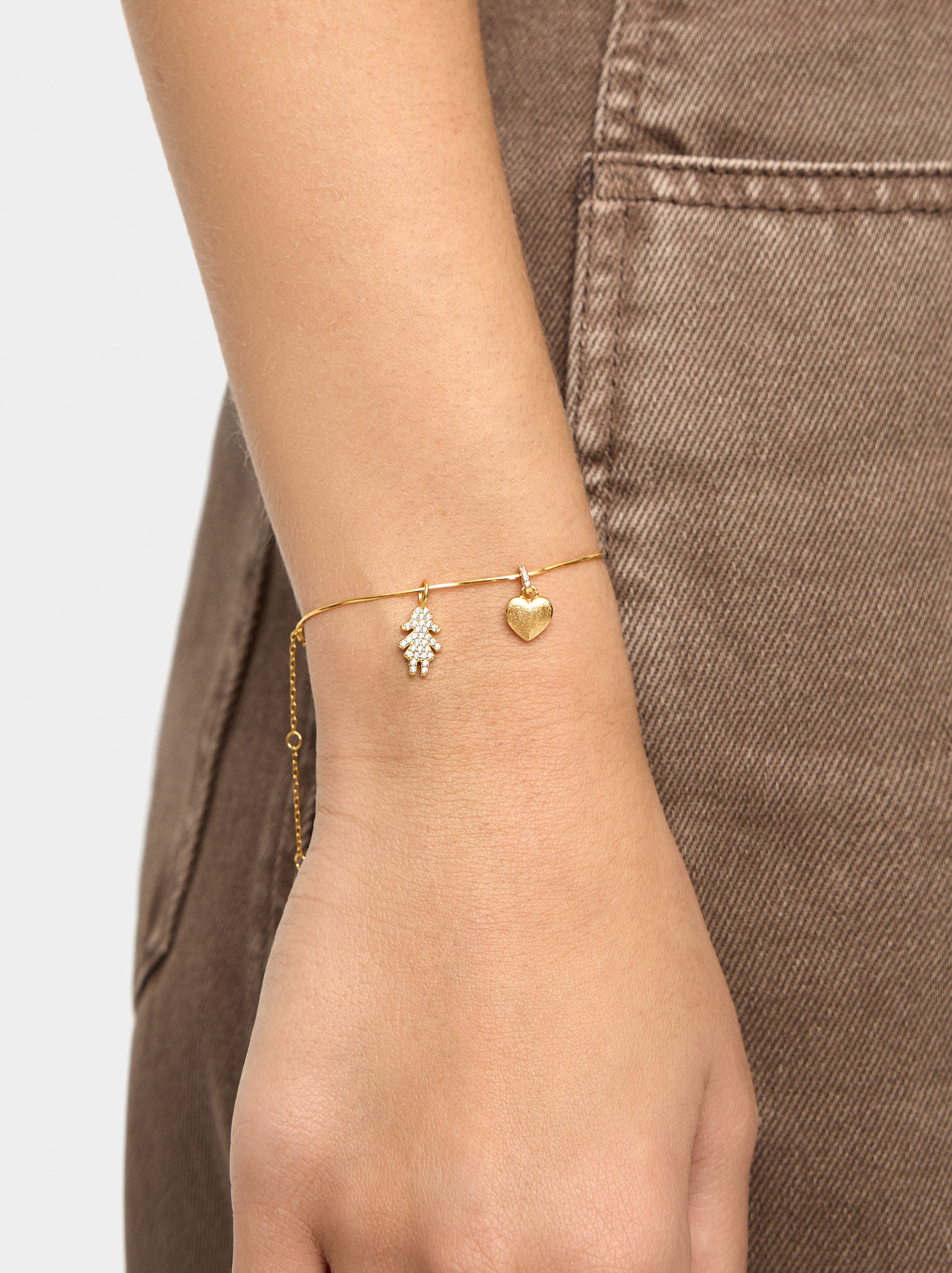 Charm Herz mit Zirkonias – 925er Sterlingsilber image number 1.0