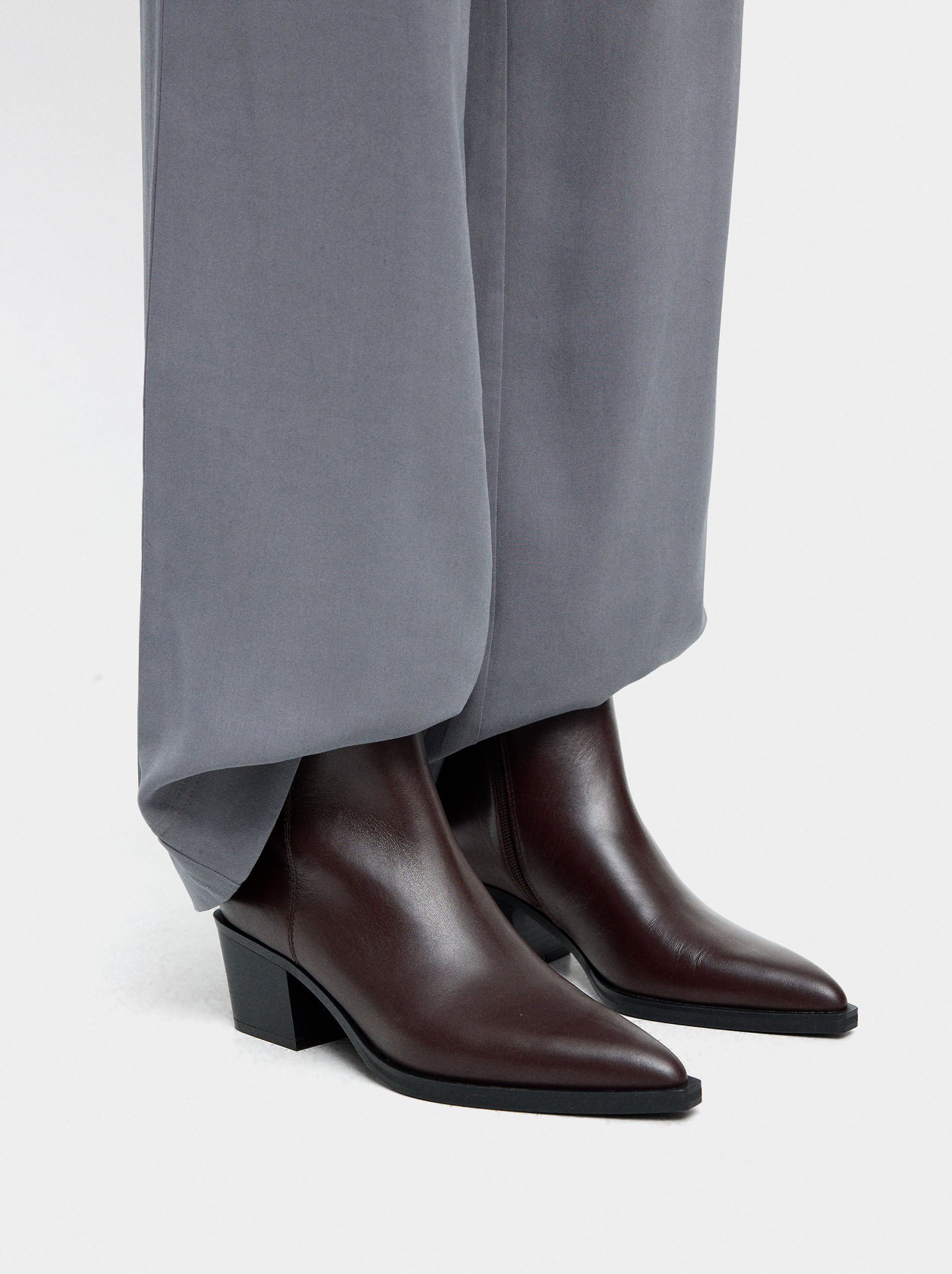 Leather ankle boots with wide heel image number 1.0