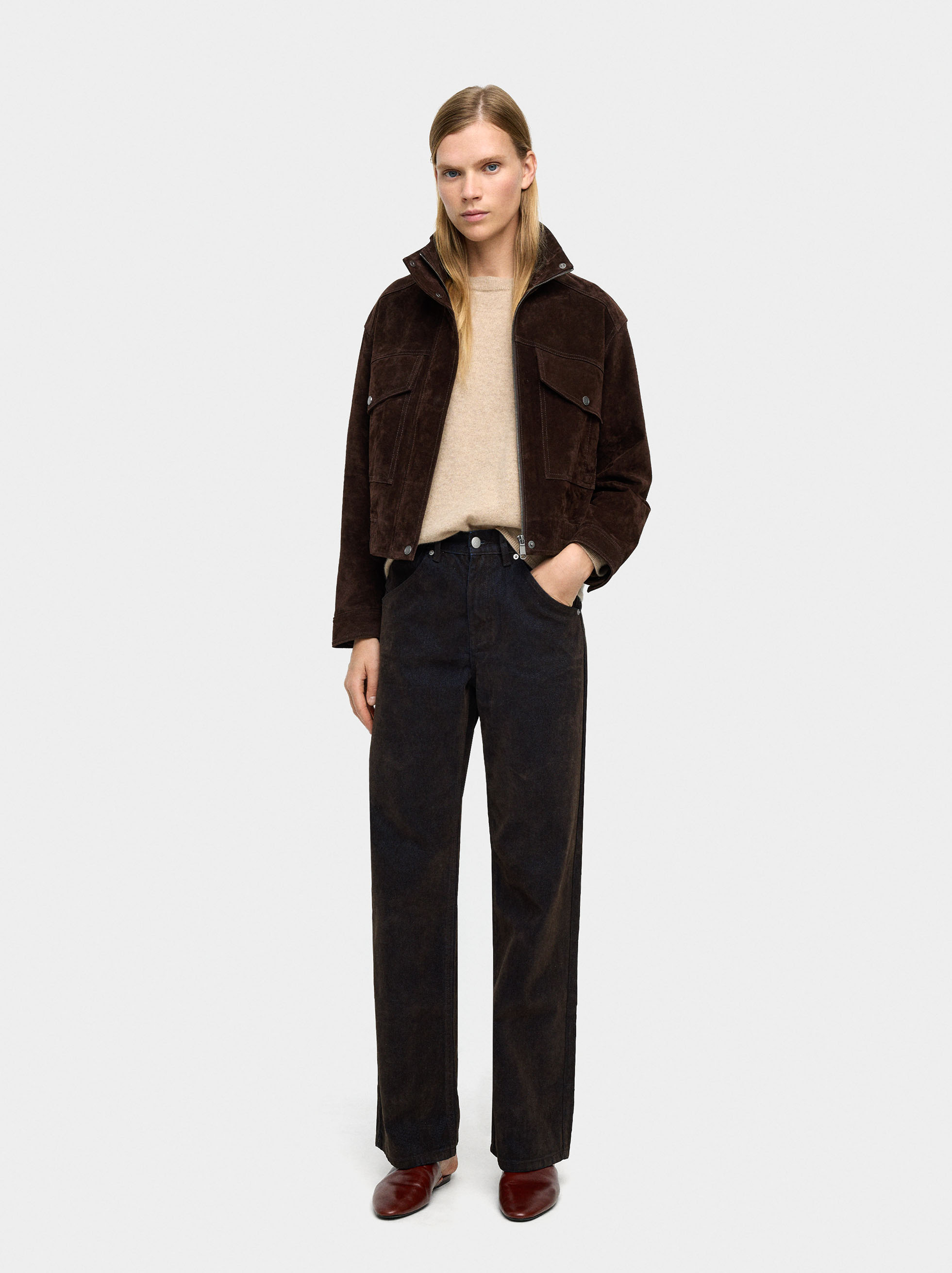 Pantalon en denim effet velours image number 0.0