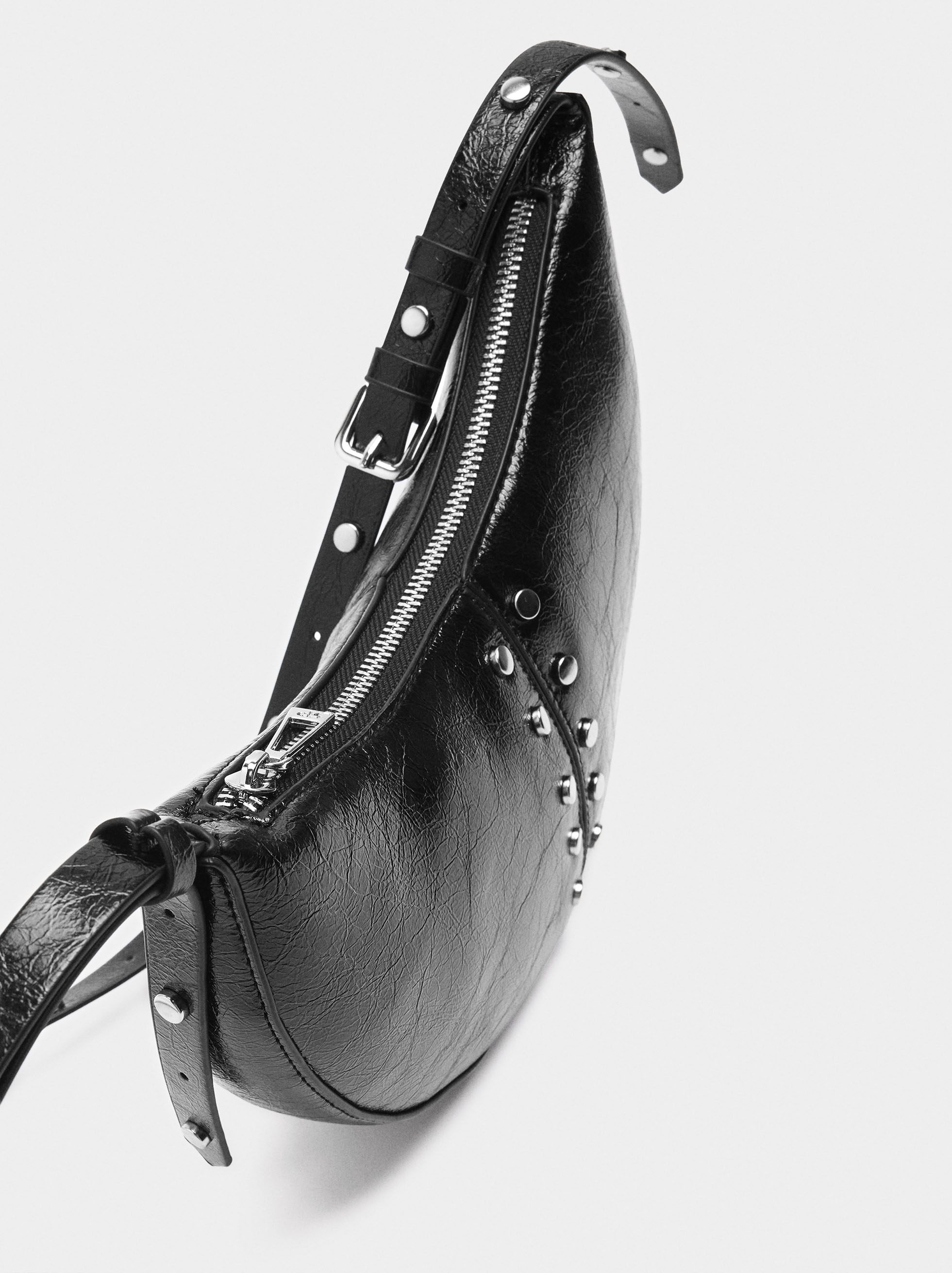 Half-moon shoulder bag with studs image number 2.0