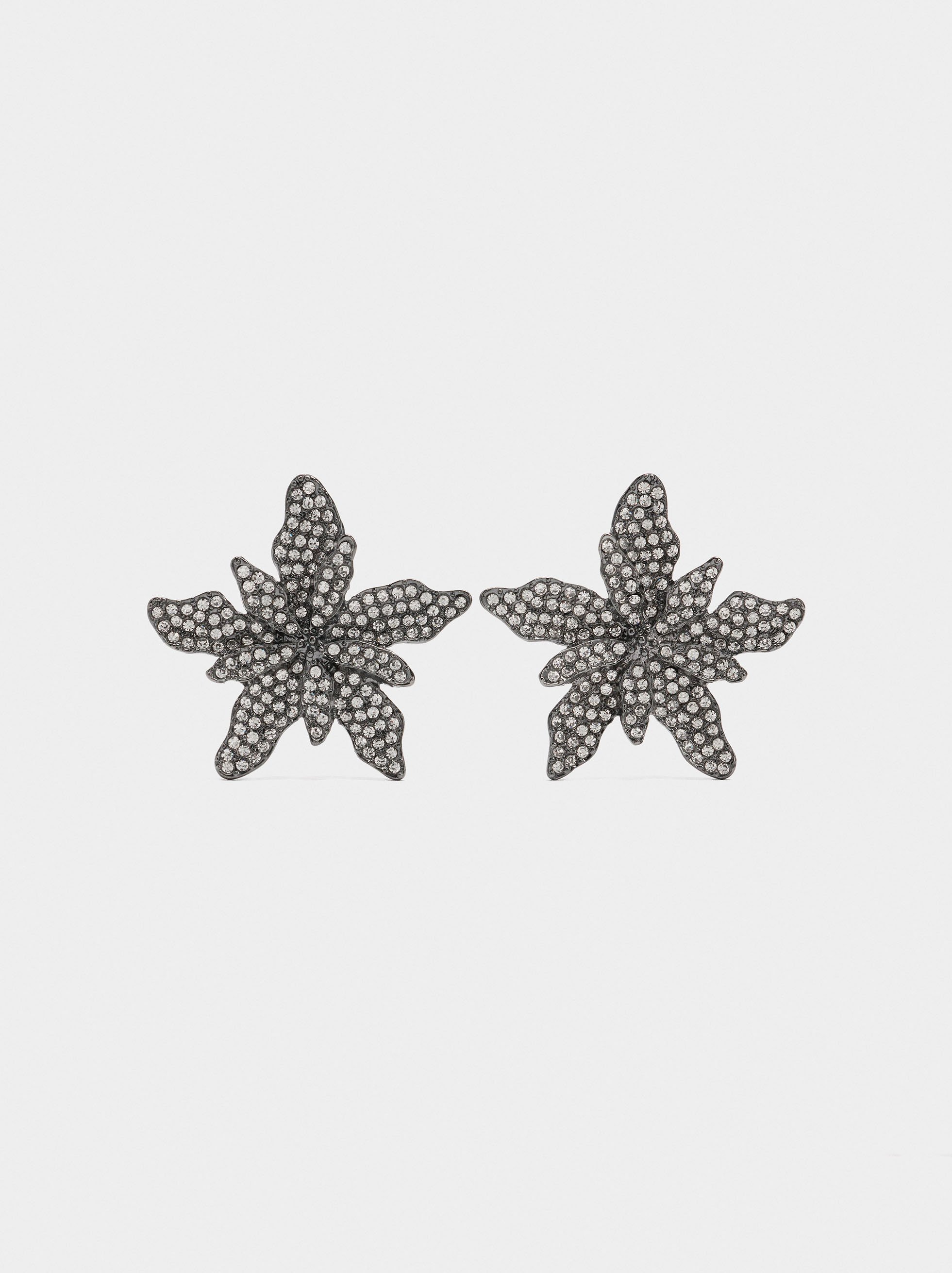 Flower earrings with crystals image number 0.0