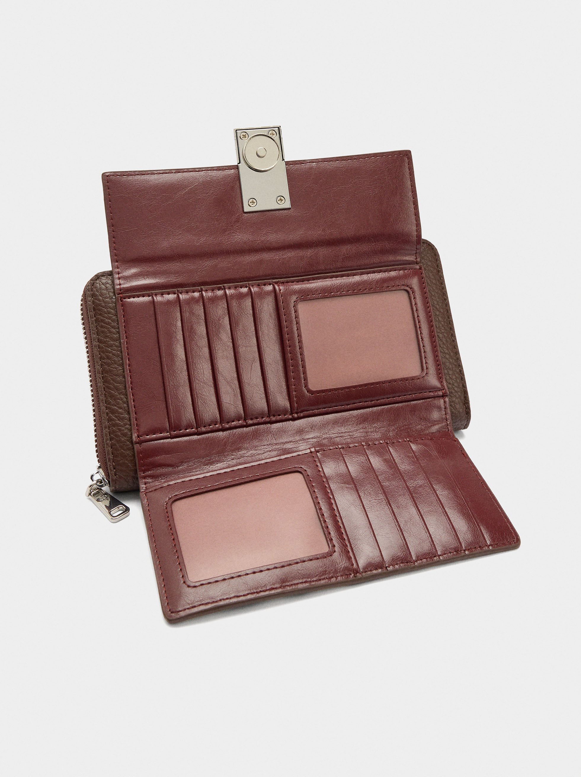 Wallet with leather details with flap image number 3.0