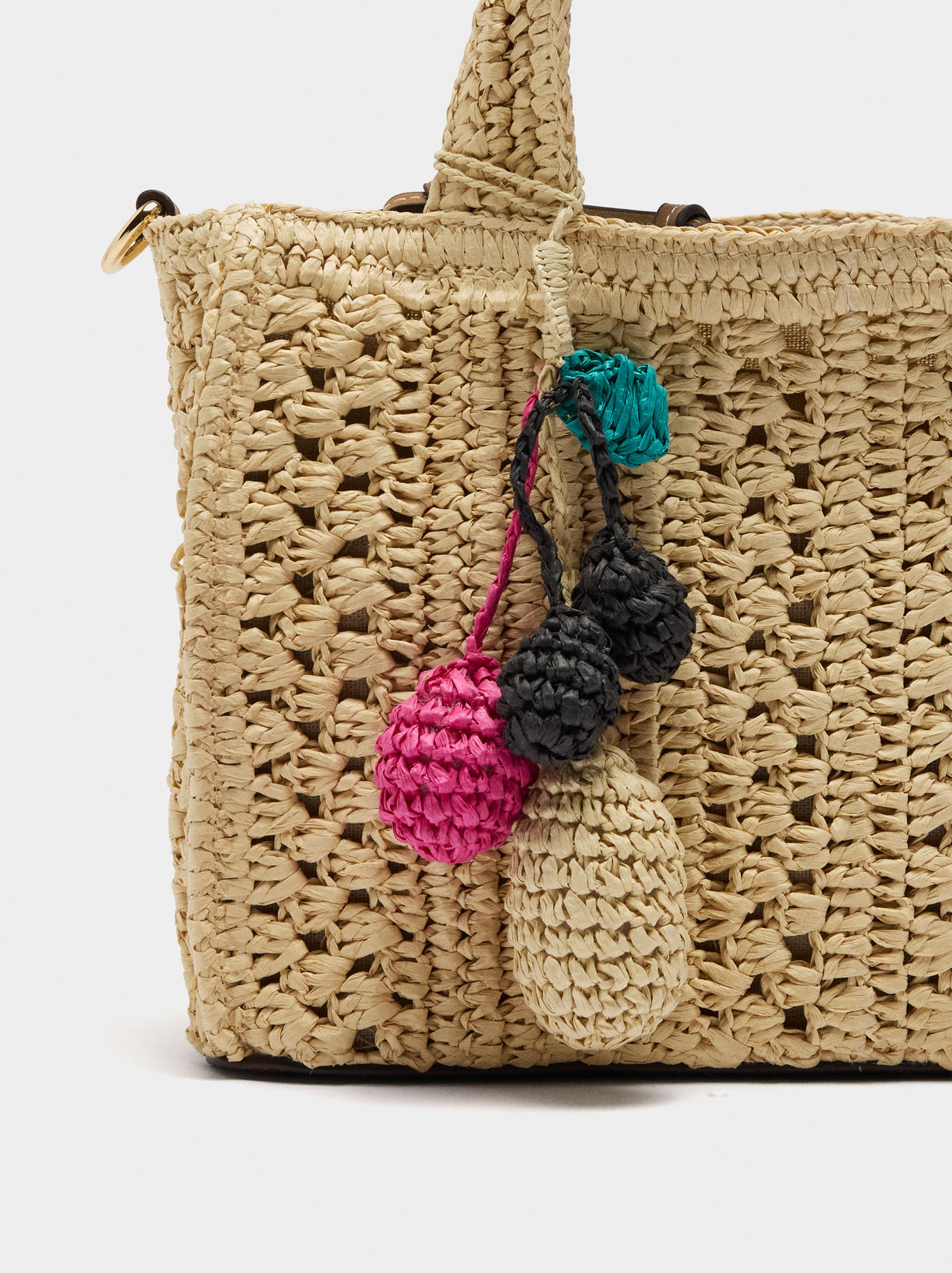 Sac cabas tote avec bandoulière effet paille image number 2.0