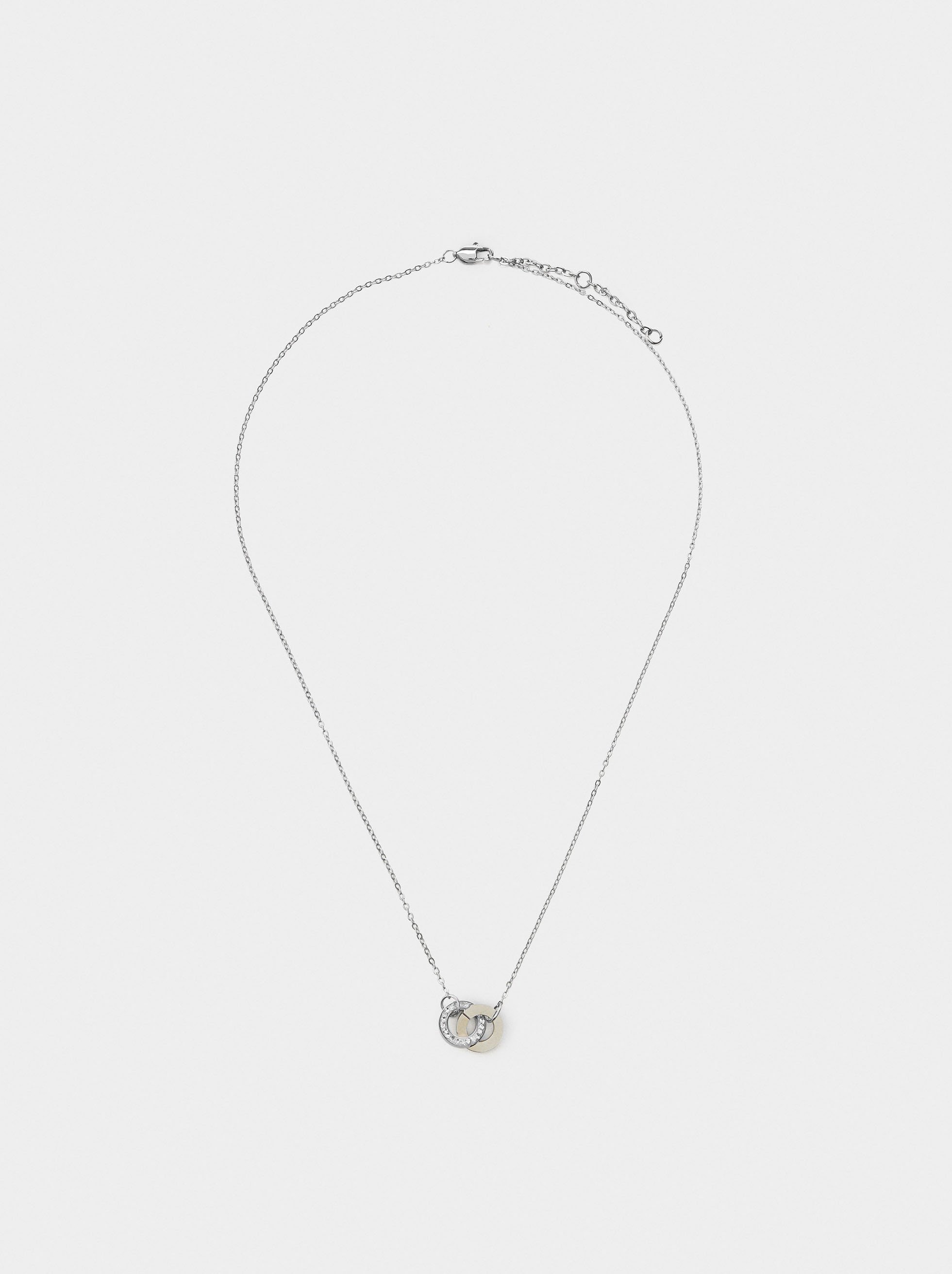 Collier avec créoles et cristaux - acier inoxydable image number 1.0