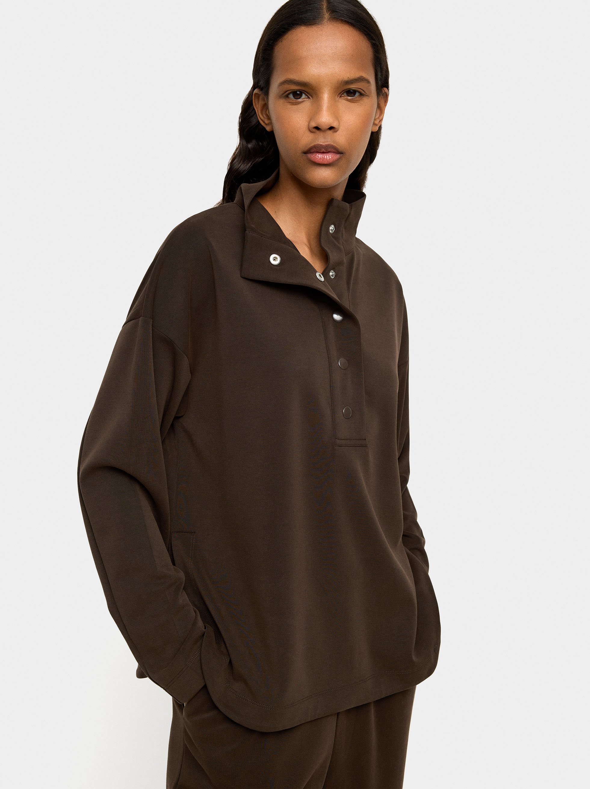 Sweatshirt with buttons soft touch image number 0.0