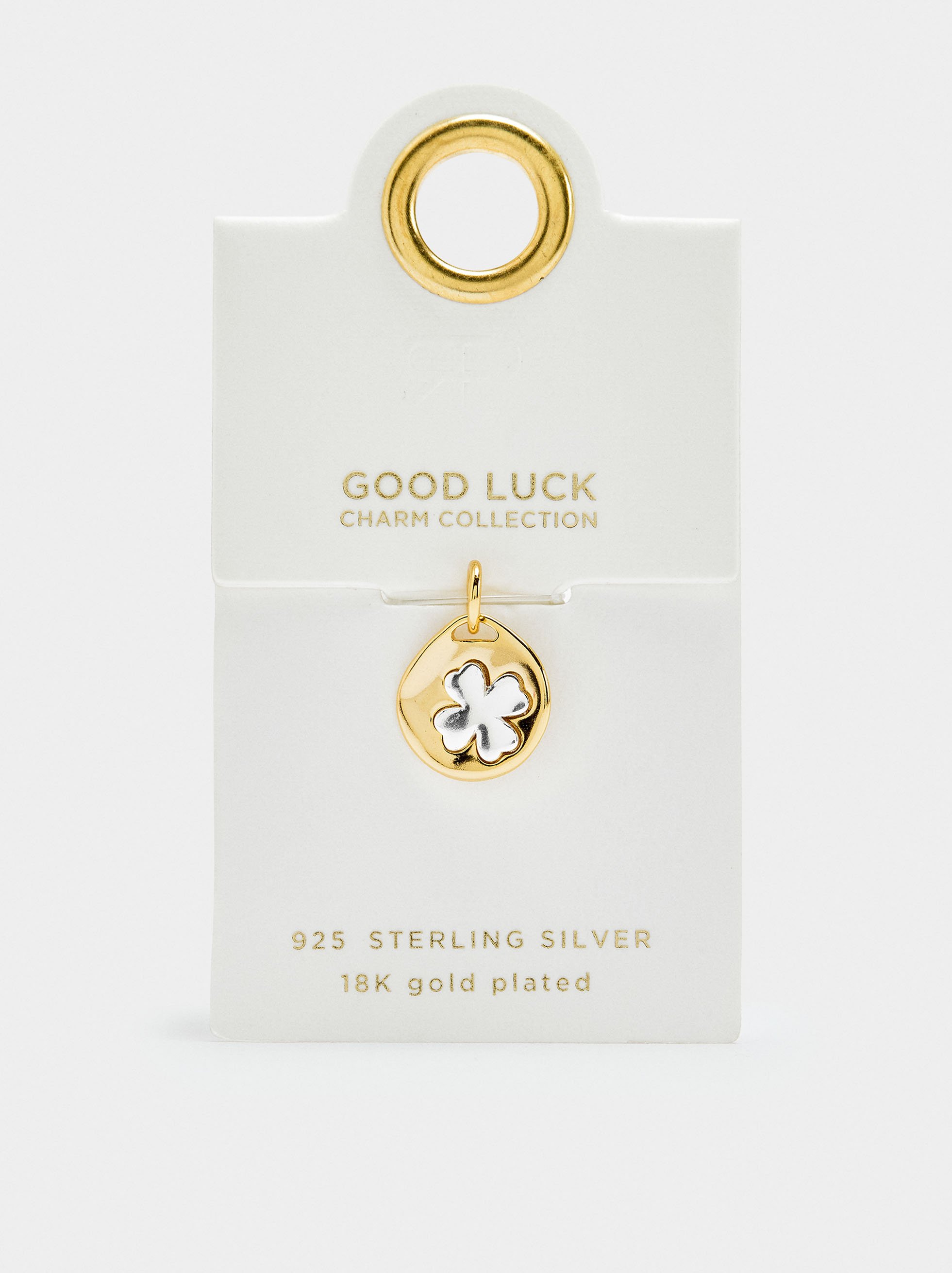 Bicolor clover charm - 925 sterling silver image number 3.0