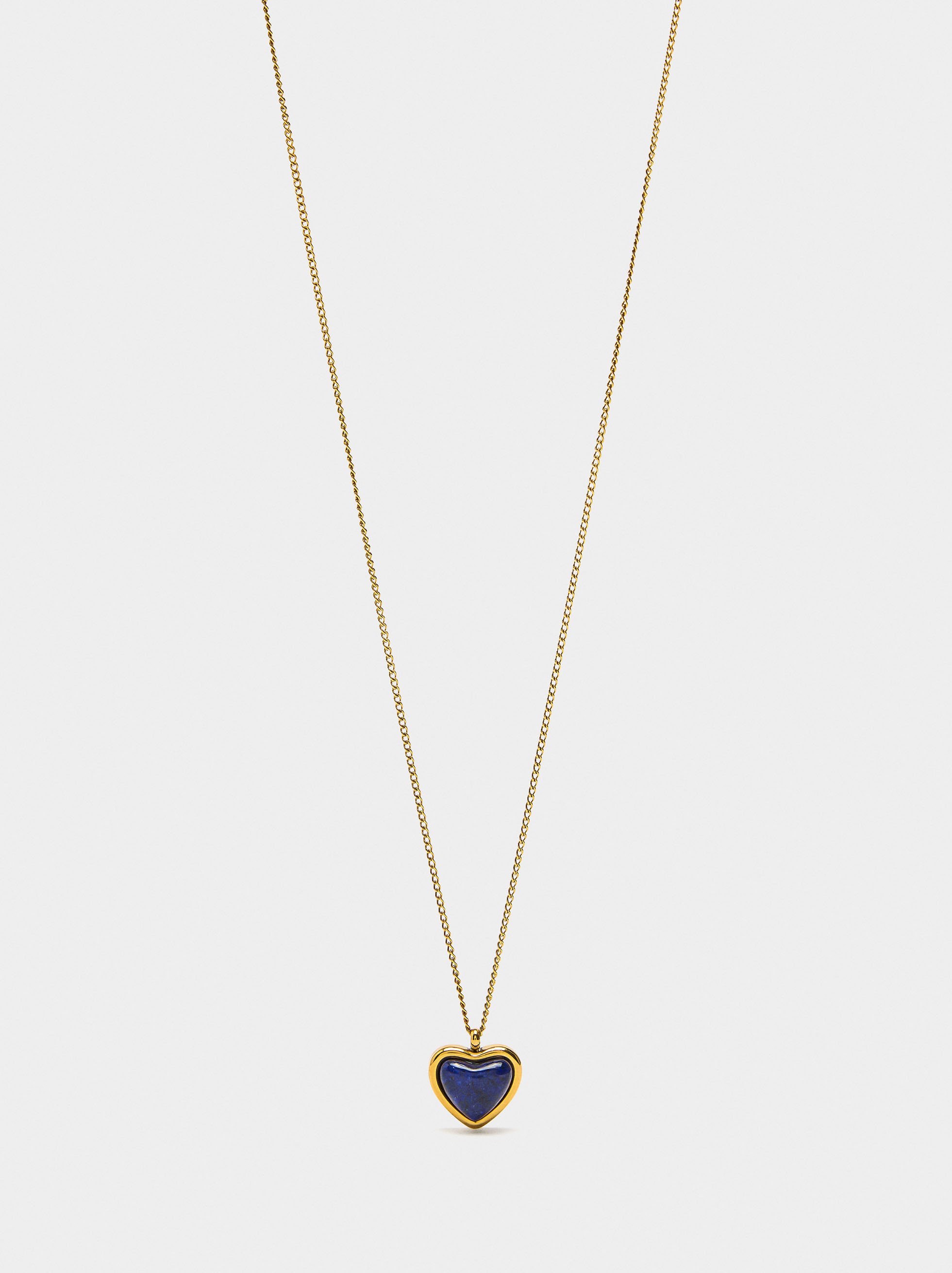 Necklace with heart pendant - stainless steel image number 0.0