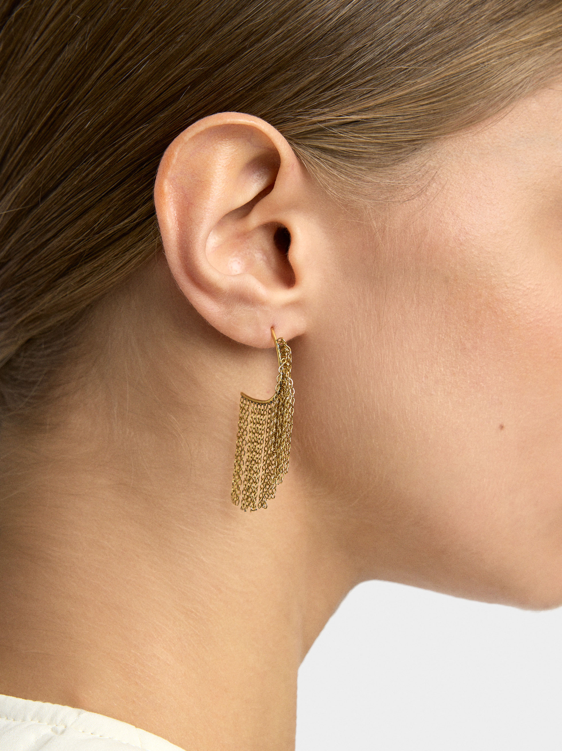 Earrings with chains - stainless steel image number 1.0