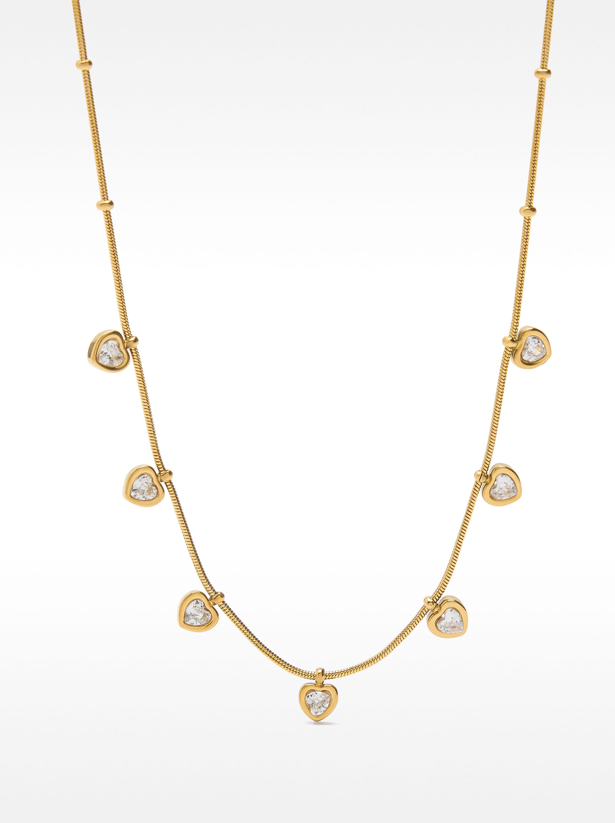 Collar de corazones con cristales - acero inoxidable image number 0.0