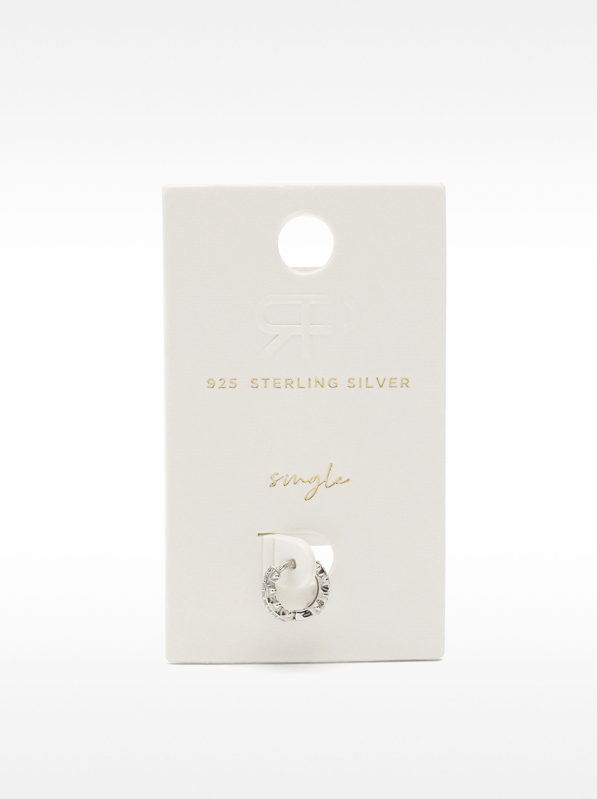 Single stud earring with zirconia and embossed detail – 925 sterling silver image number 4.0
