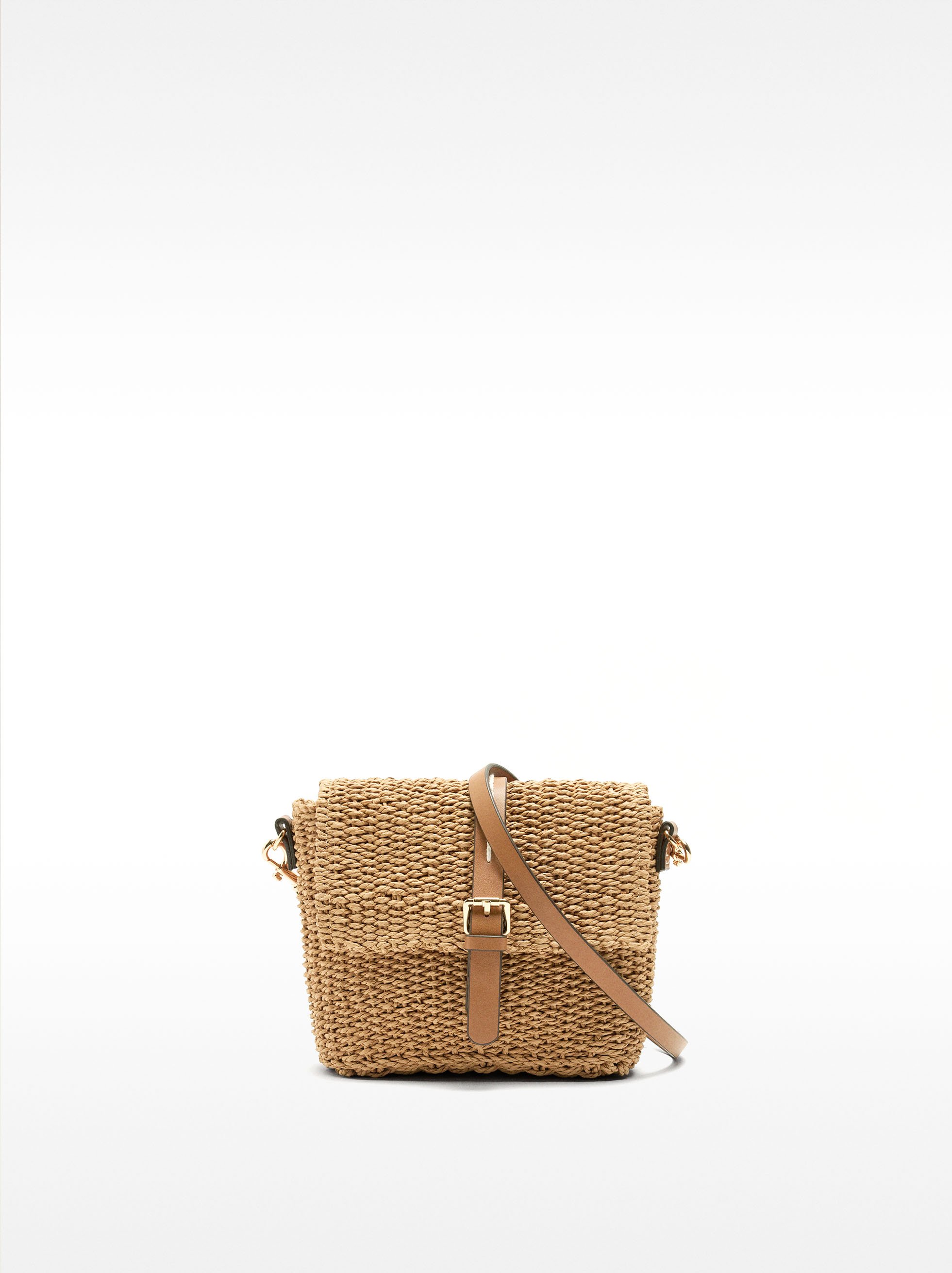 Raffia crossbody bag with flap image number 1.0
