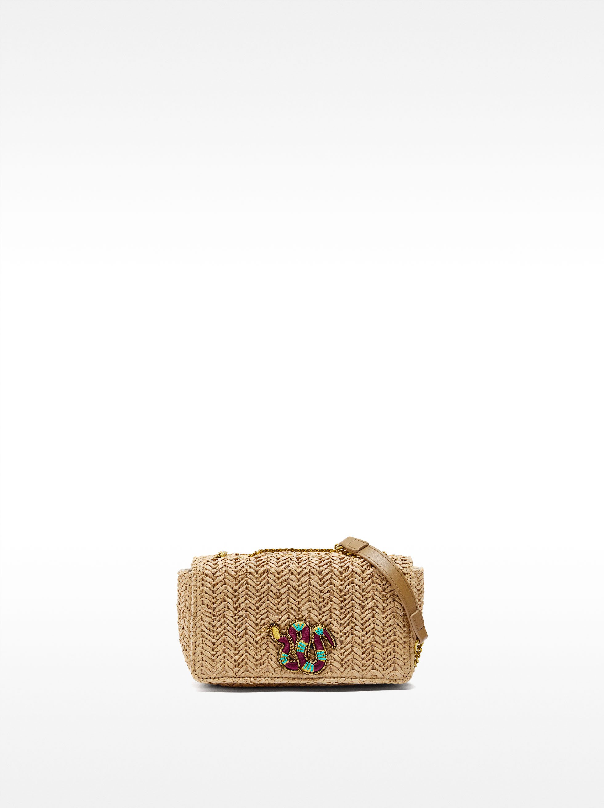 Shoulder bag with straw effect image number 1.0