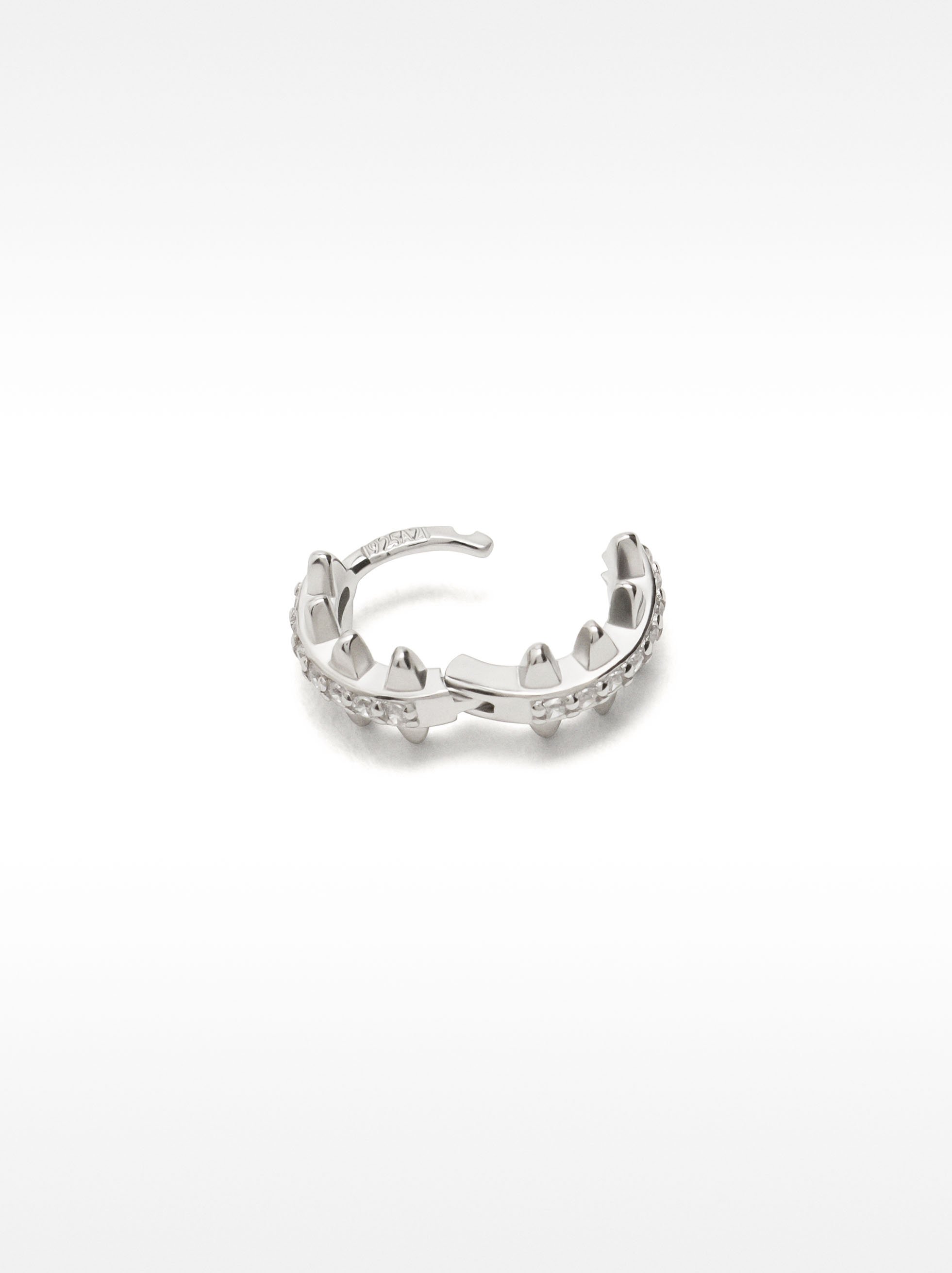 Orecchino singolo con zirconi e rilievo – argento sterling 925 image number 3.0