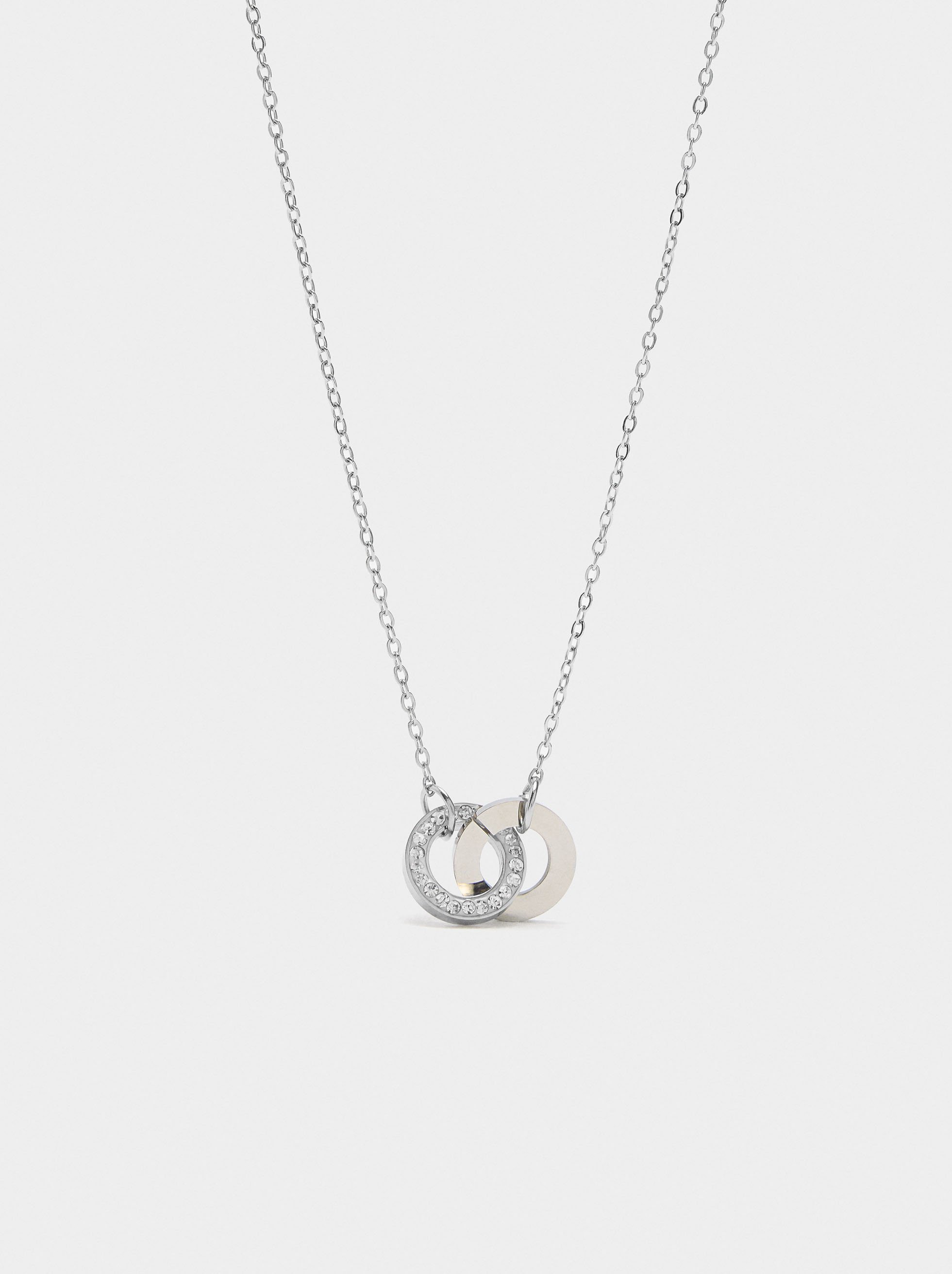 Collier avec créoles et cristaux - acier inoxydable image number 0.0