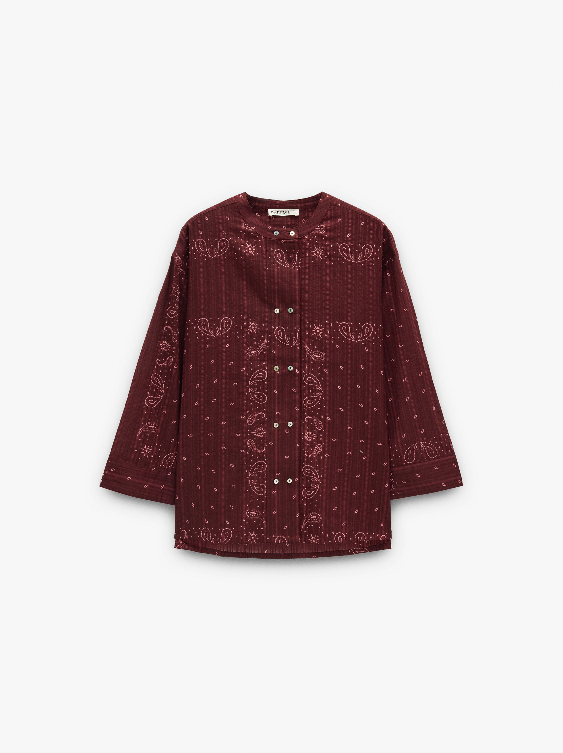 Camisa estampada con cuello mao 100% algod&oacute;n image number 5.0