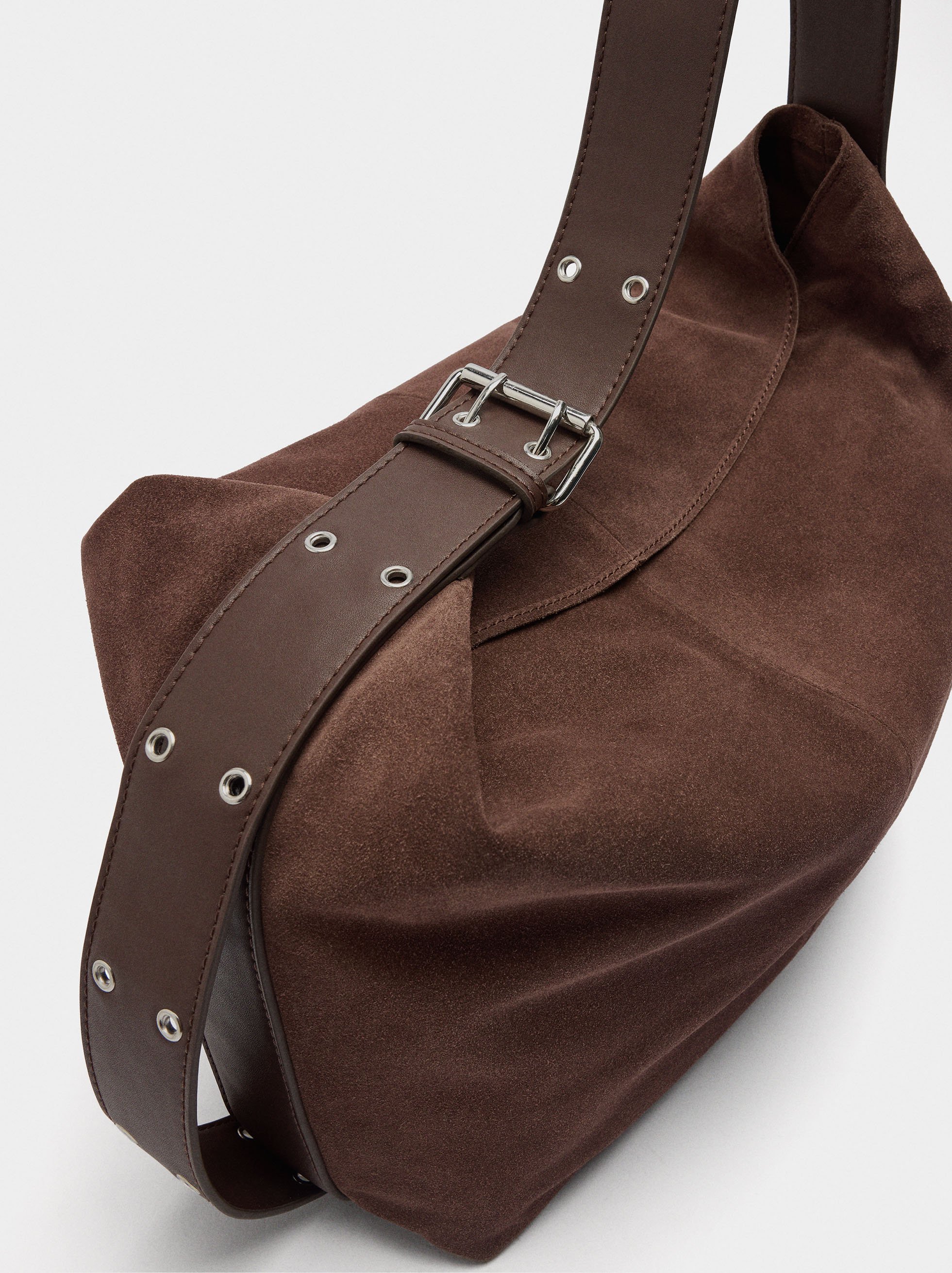 Sac à épaule en cuir suédé L image number 1.0