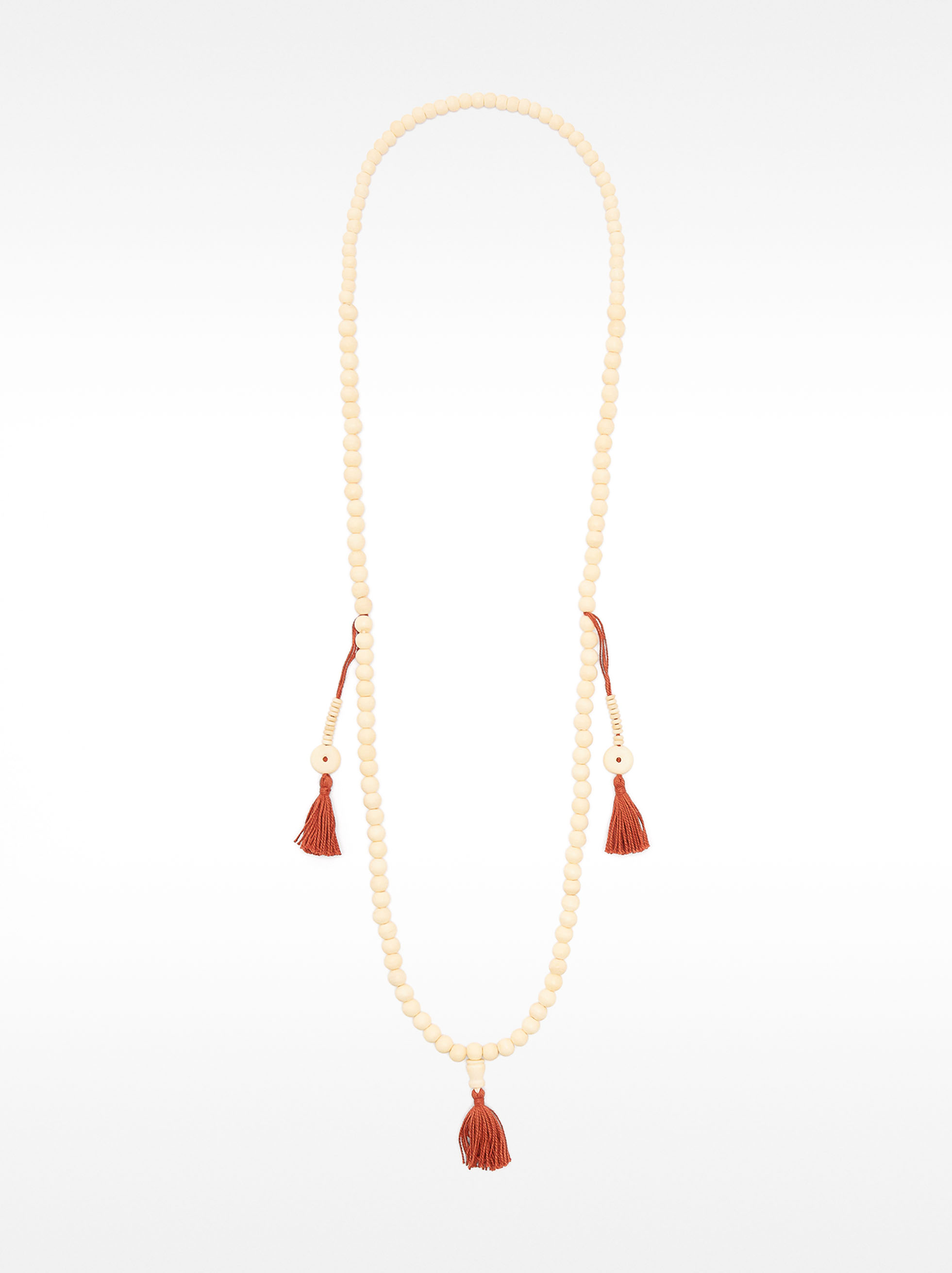 Long bead necklace with tassels image number 0.0