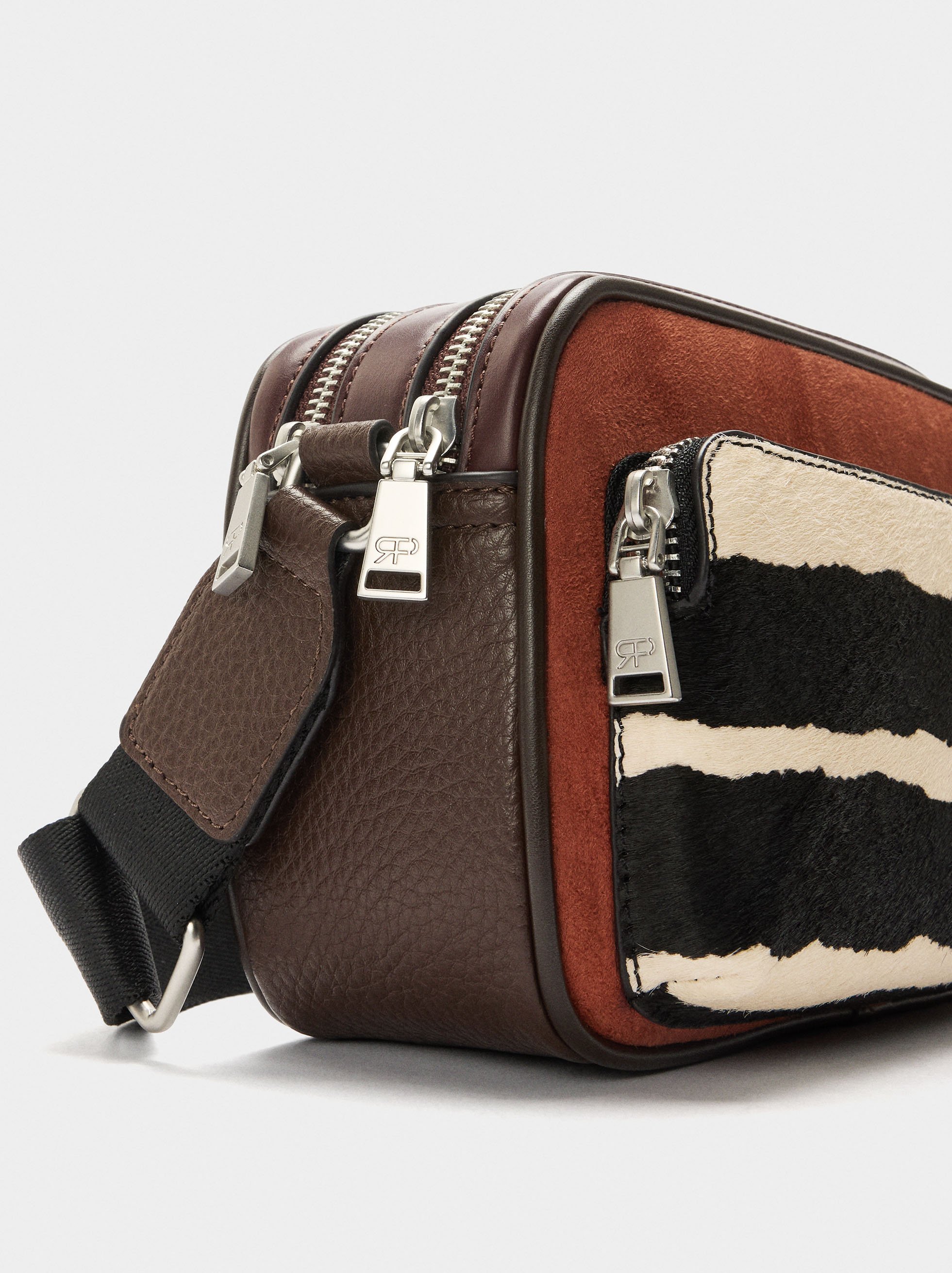 Crossbody bag with leather details image number 2.0