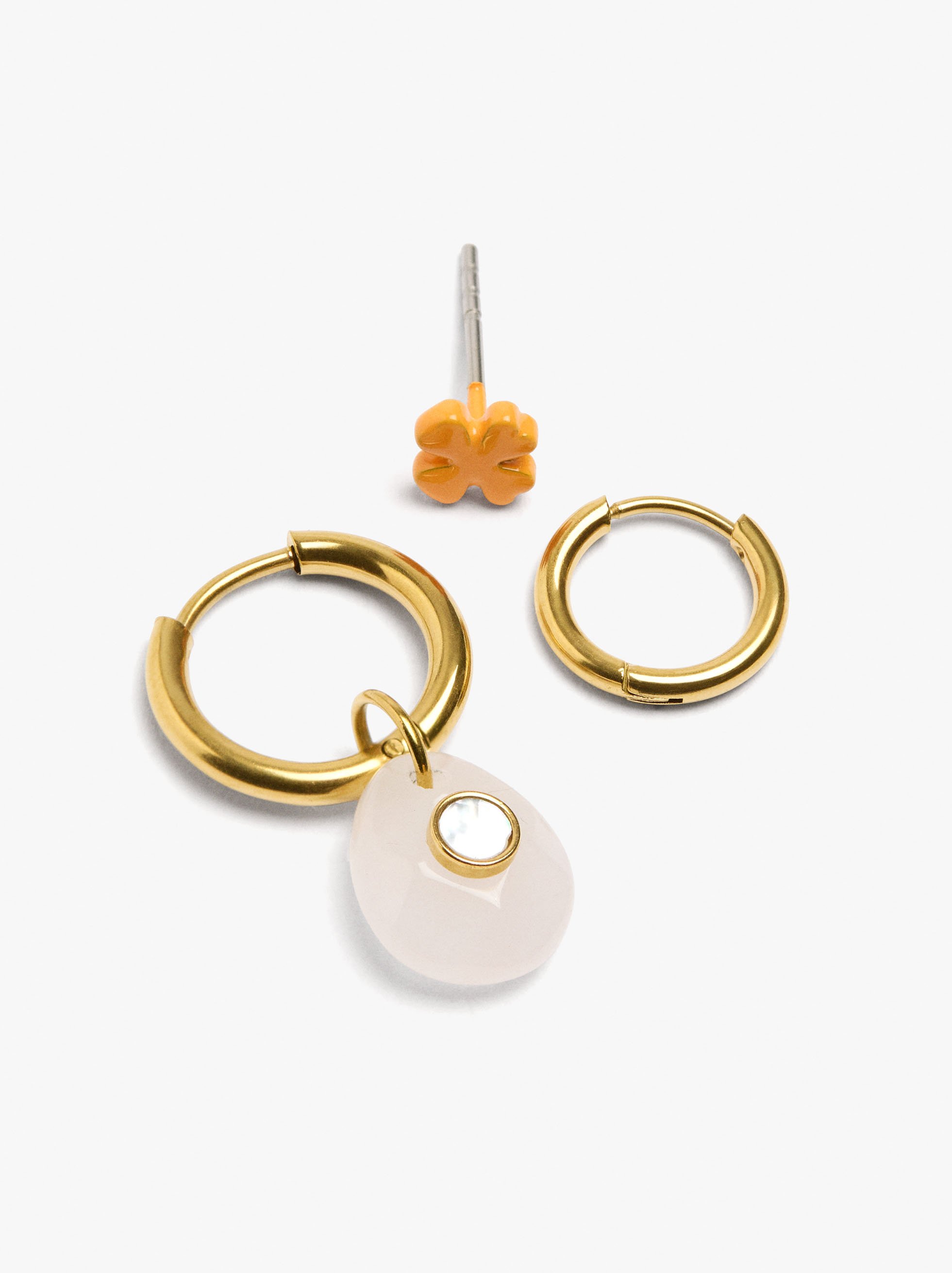 Ohrring-Set mit Stein - Edelstahl image number 1.0