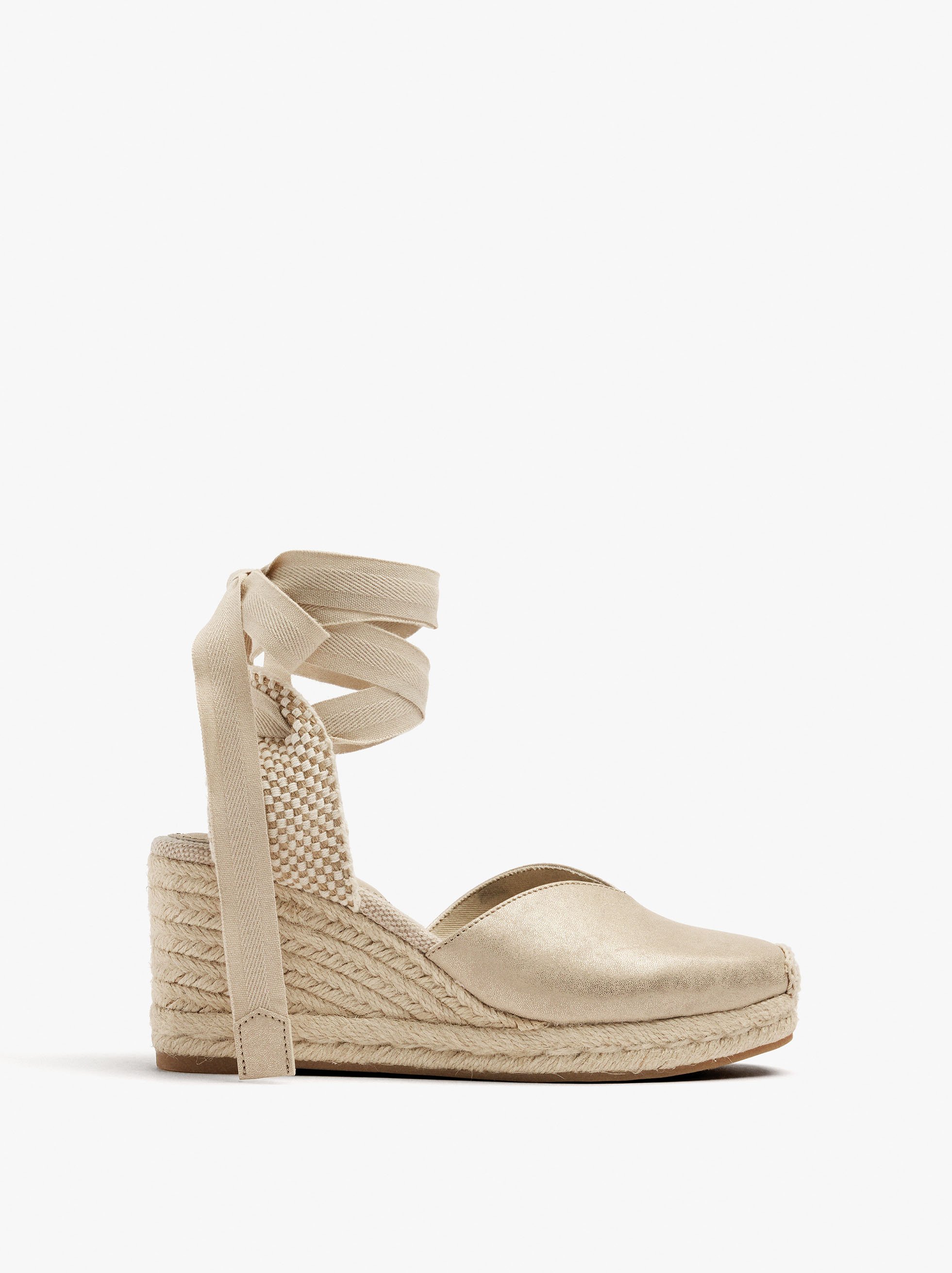 Fabric wedges with ankle straps image number 1.0