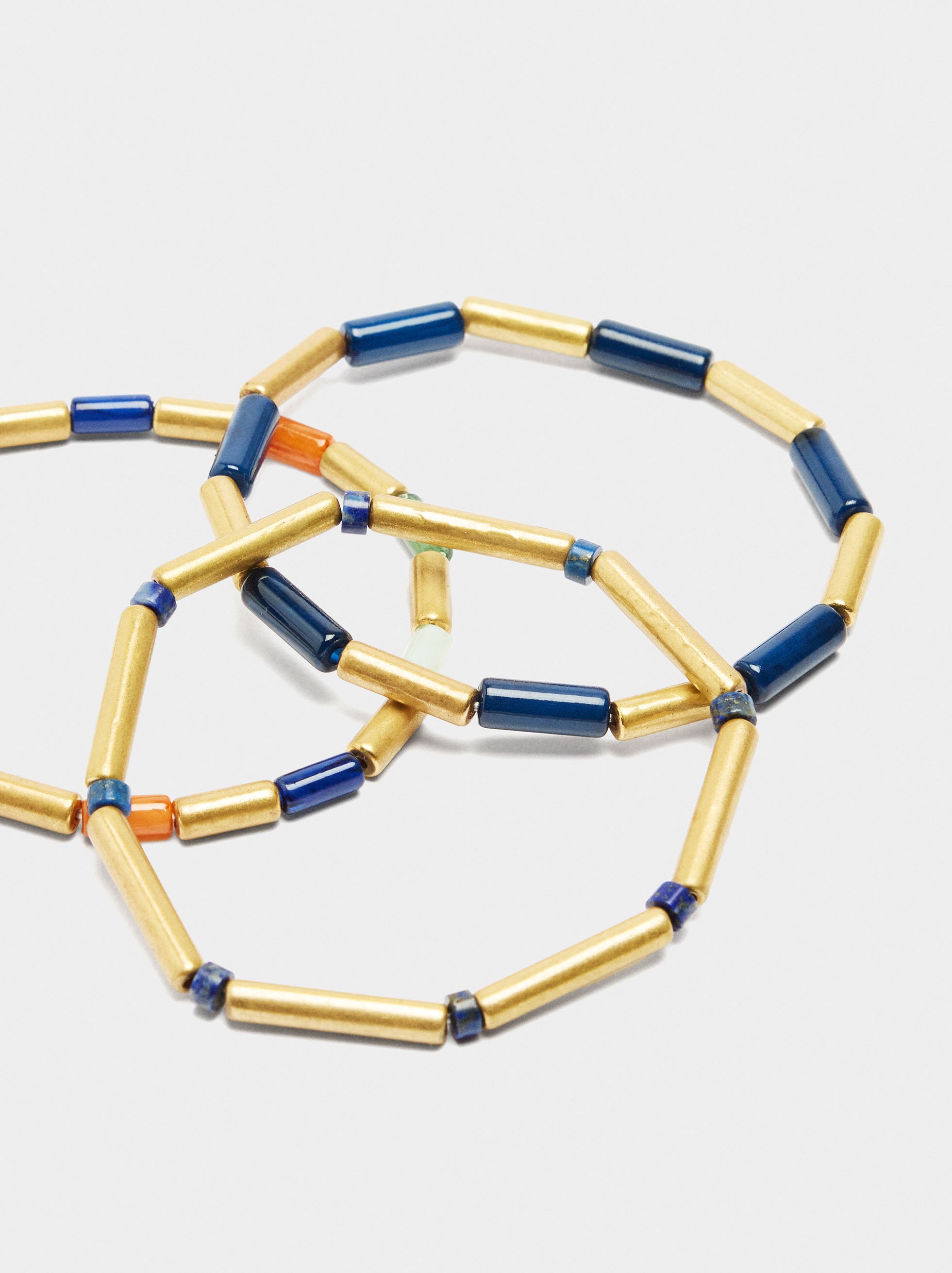 Set of elastic bracelets with stones image number 2.0
