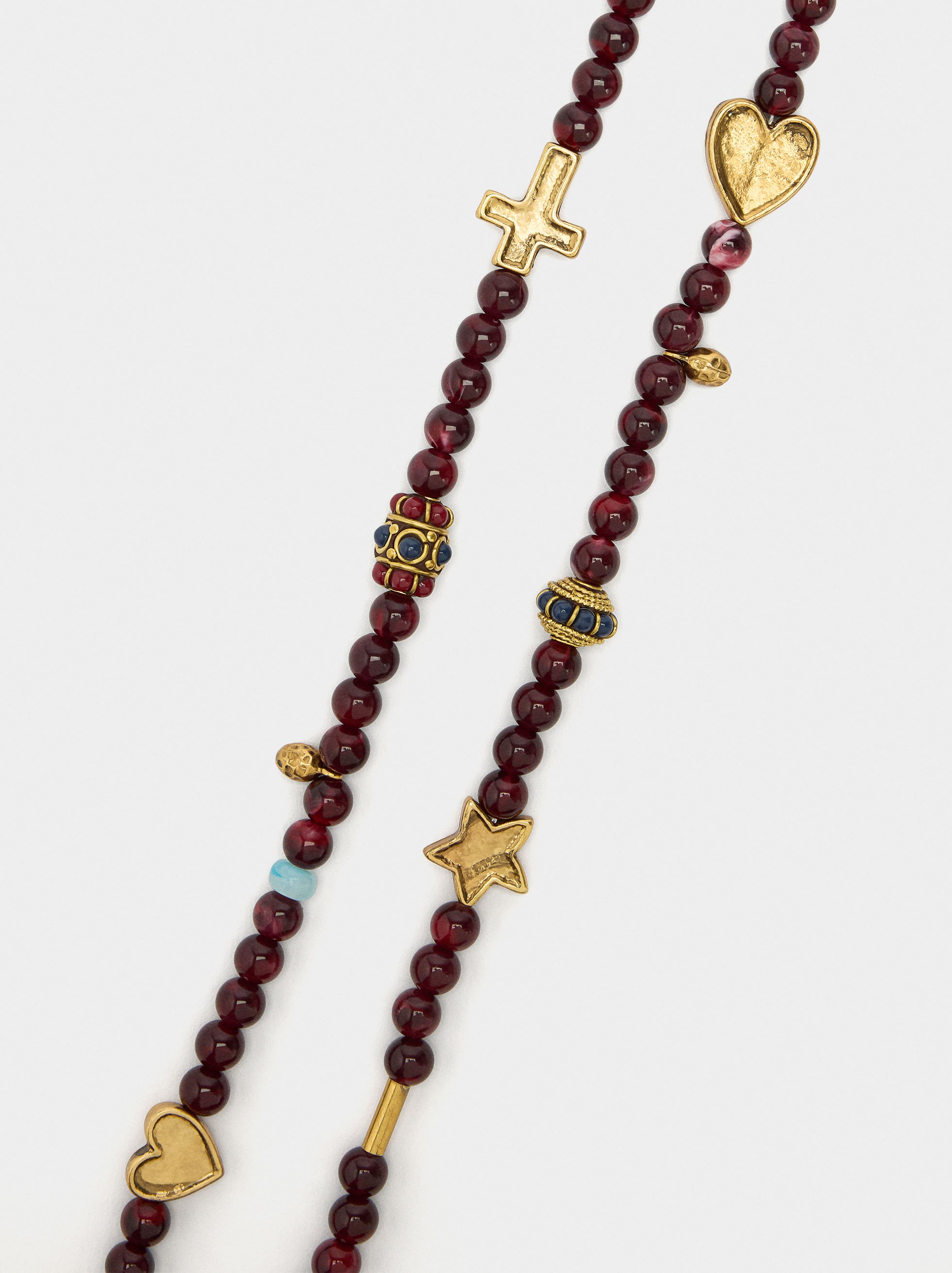 Long necklace of beads with pendants image number 1.0