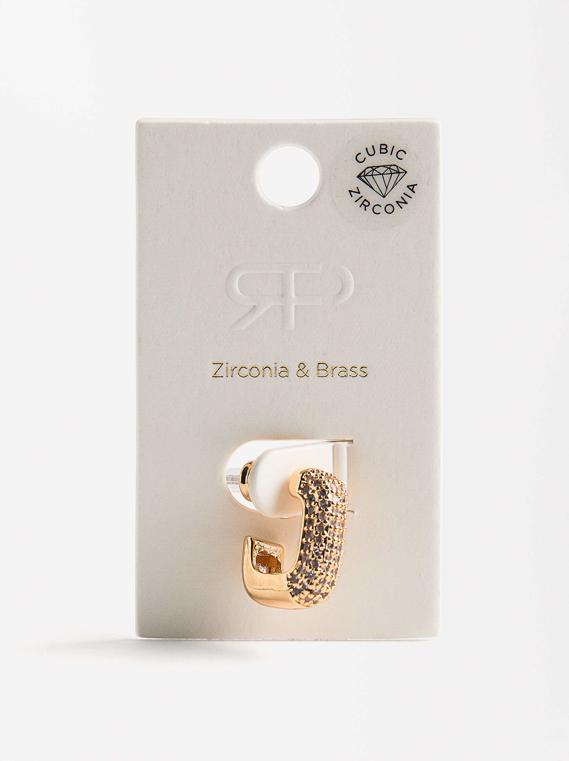 Einzelner quadratischer Pavé-Creolen-Ohrring mit Zirkonien  image number 3.0