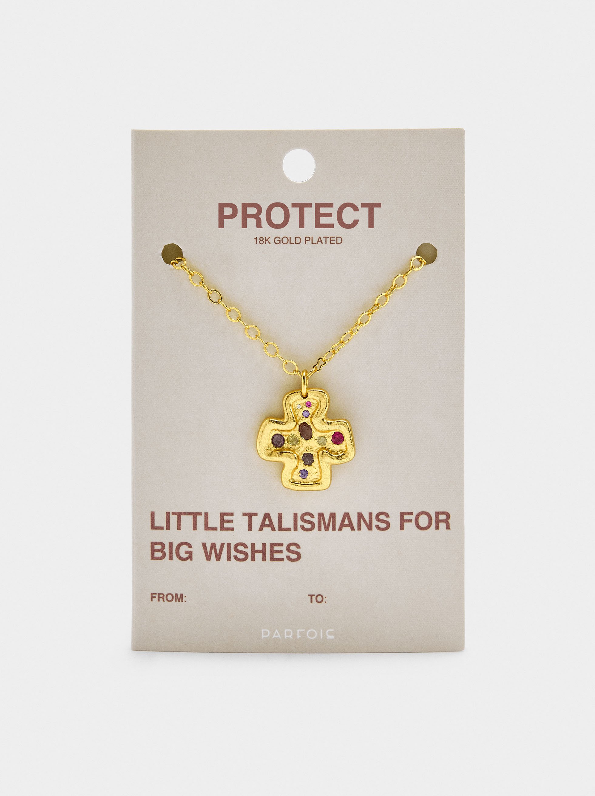 Necklace pendant cross with stones - 18k gold swim image number 4.0