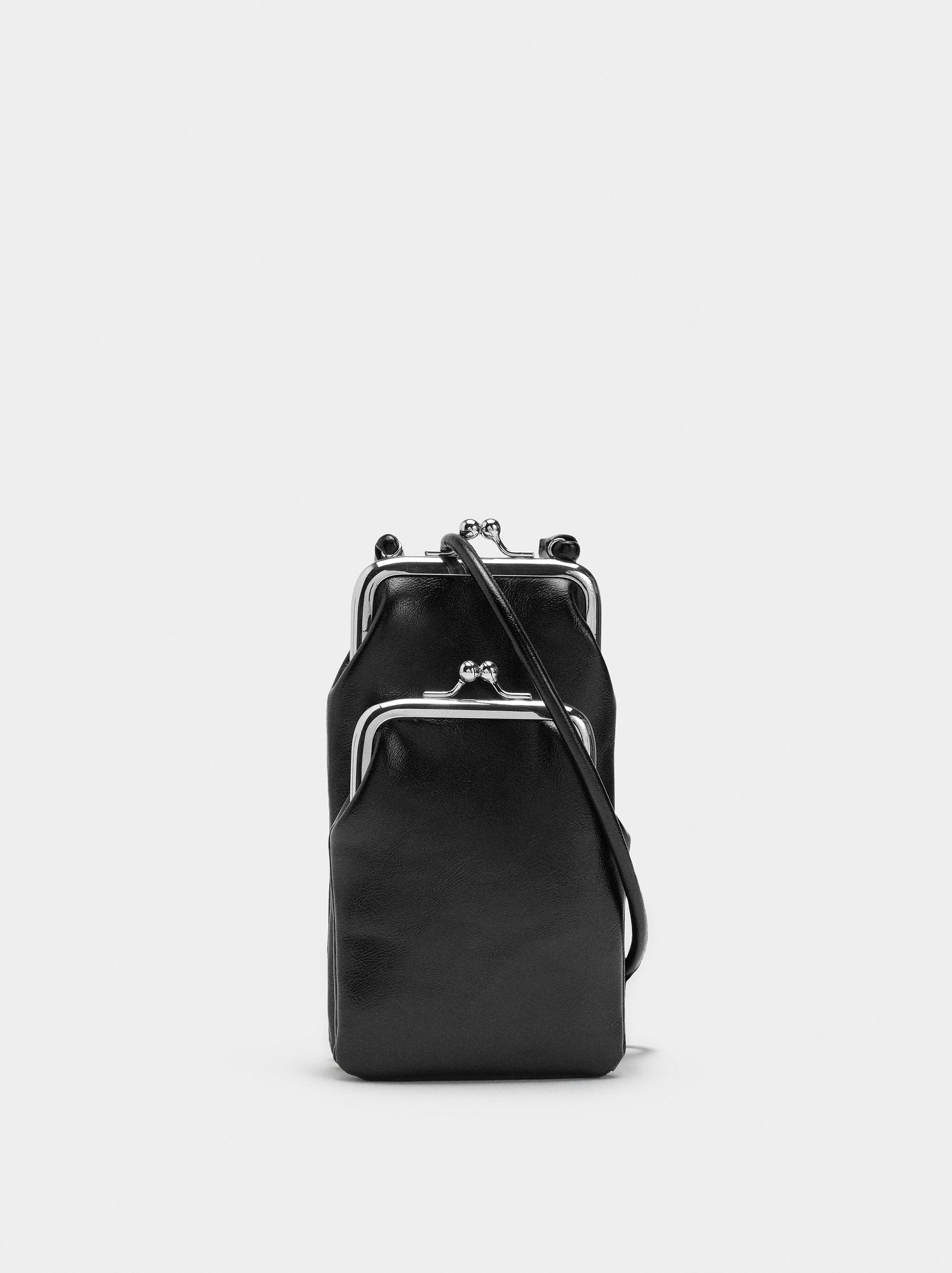 Mobile phone bag with kiss-lock closure image number 0.0