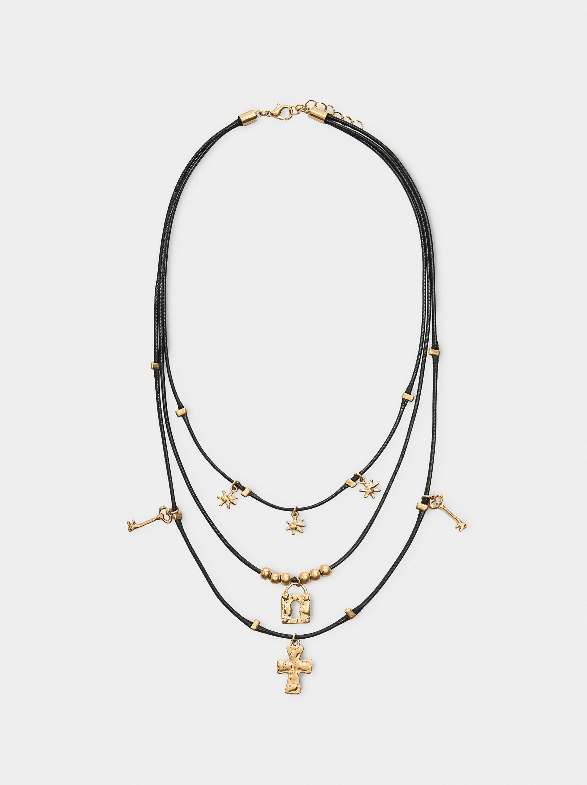 Triple necklace with pendants and charms image number 0.0